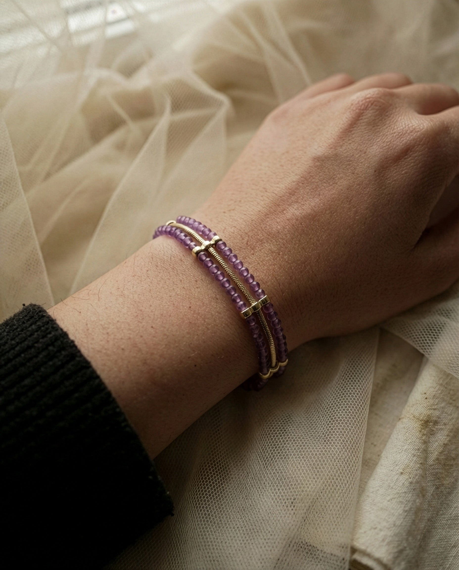 Amethyst Ladder Bracelet