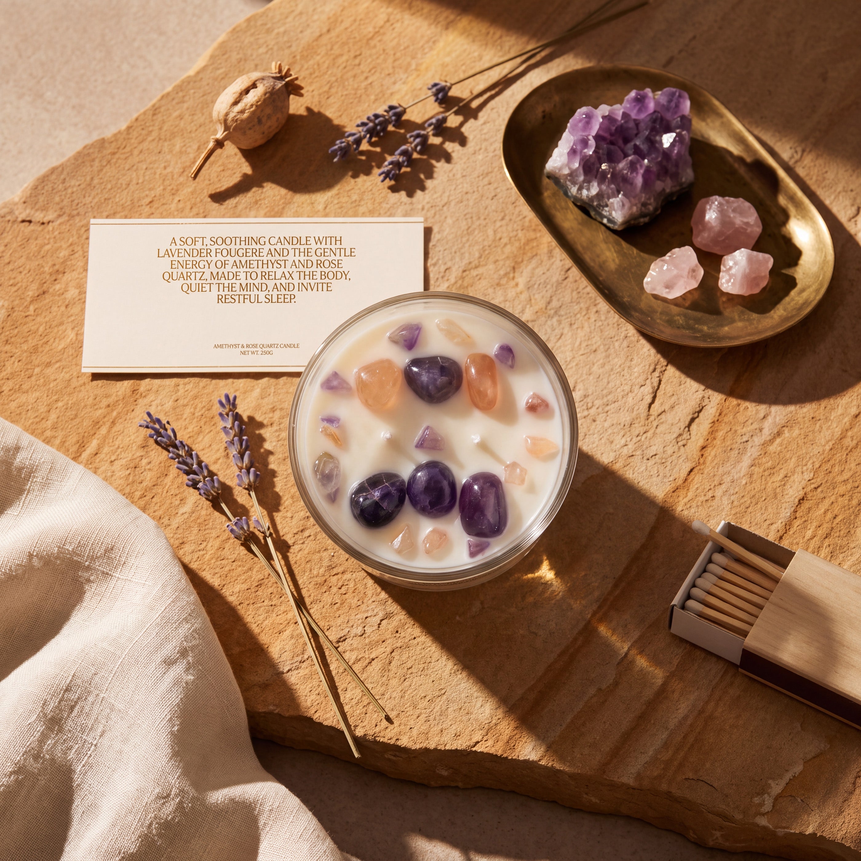 Amethyst & Rose Quartz Candle