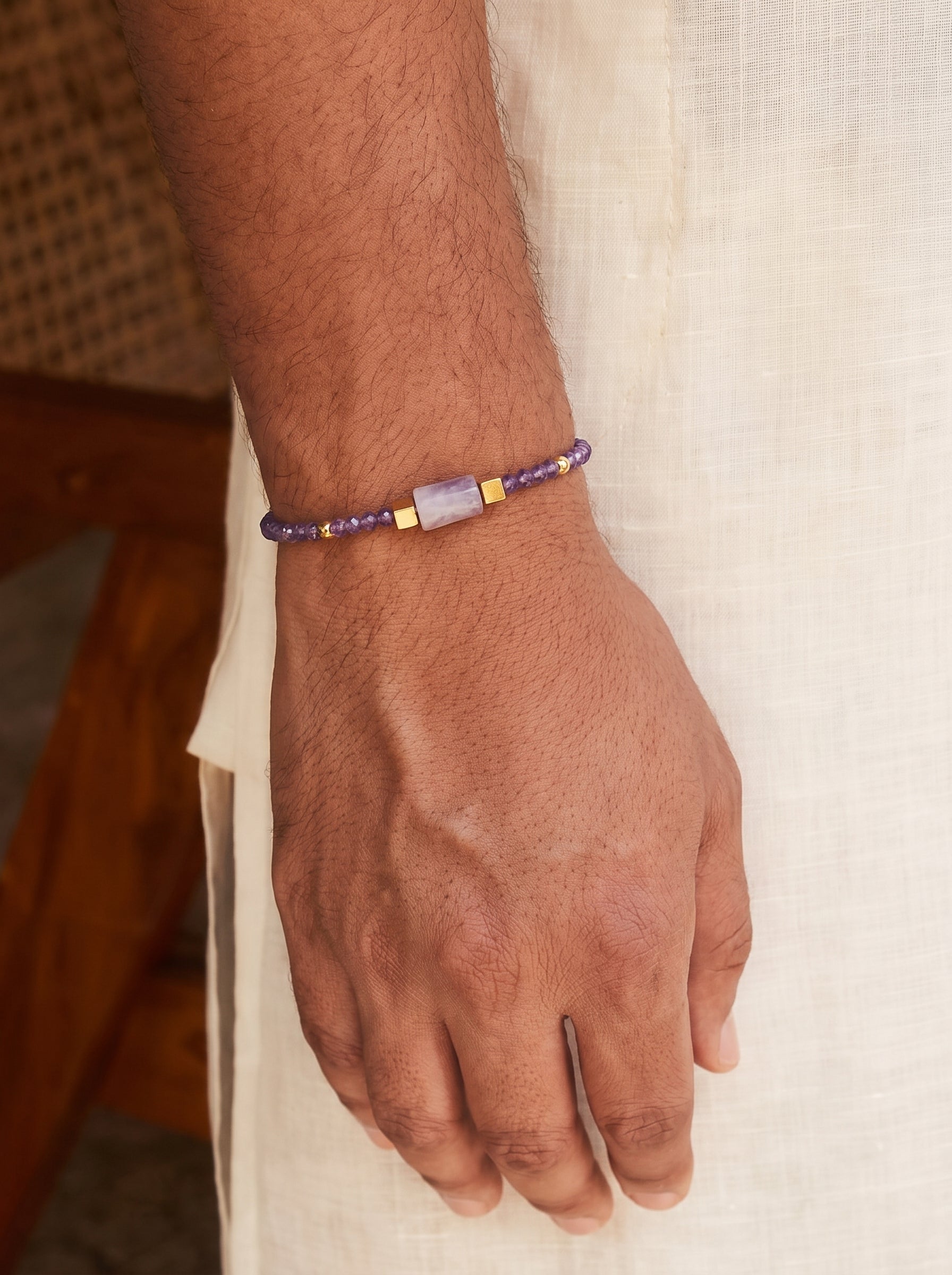 Lavender Amethyst & Amethyst Crystal Rakhi