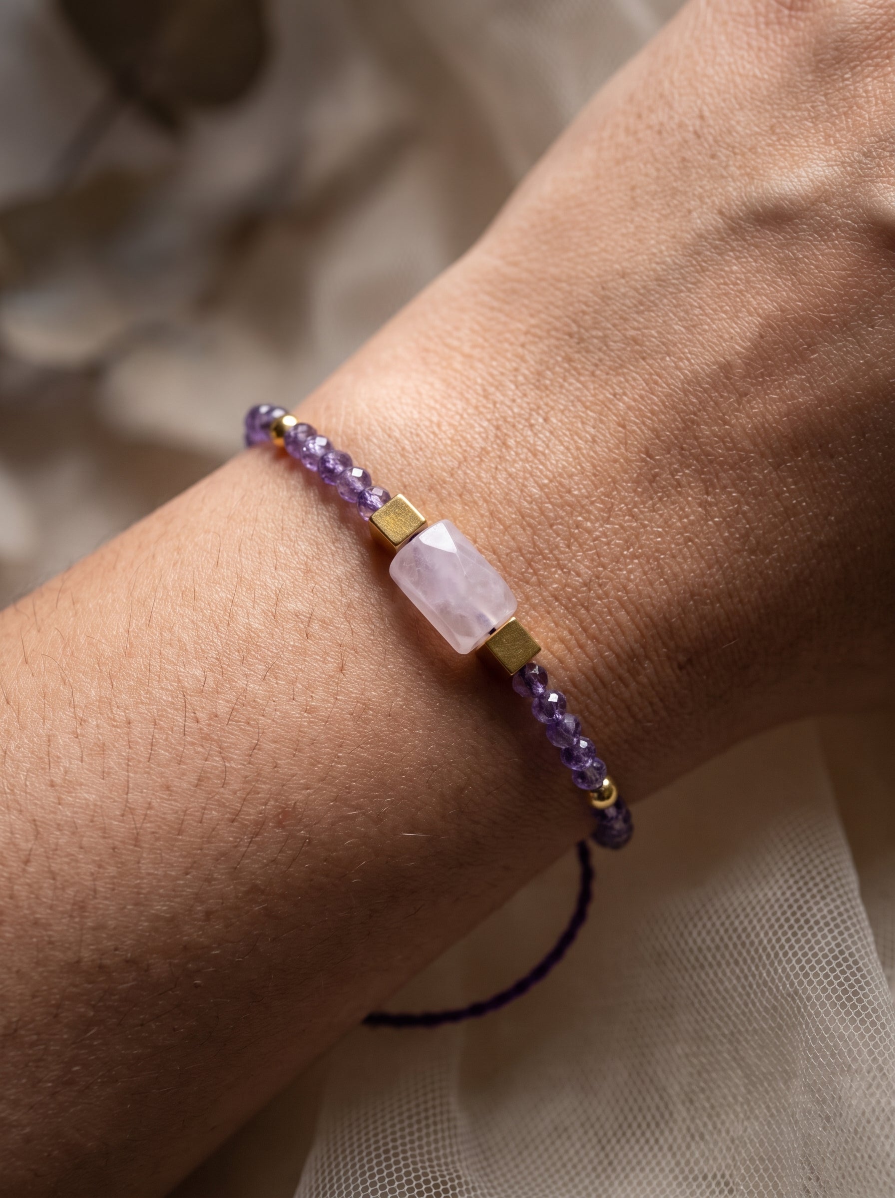 Lavender Amethyst & Amethyst Crystal Rakhi