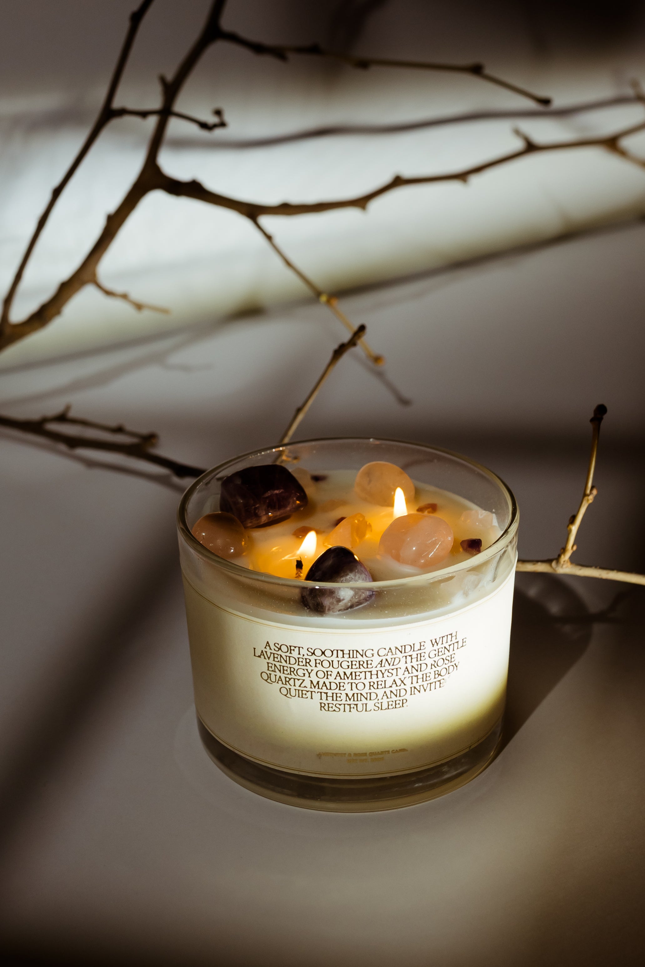 Amethyst & Rose Quartz Candle