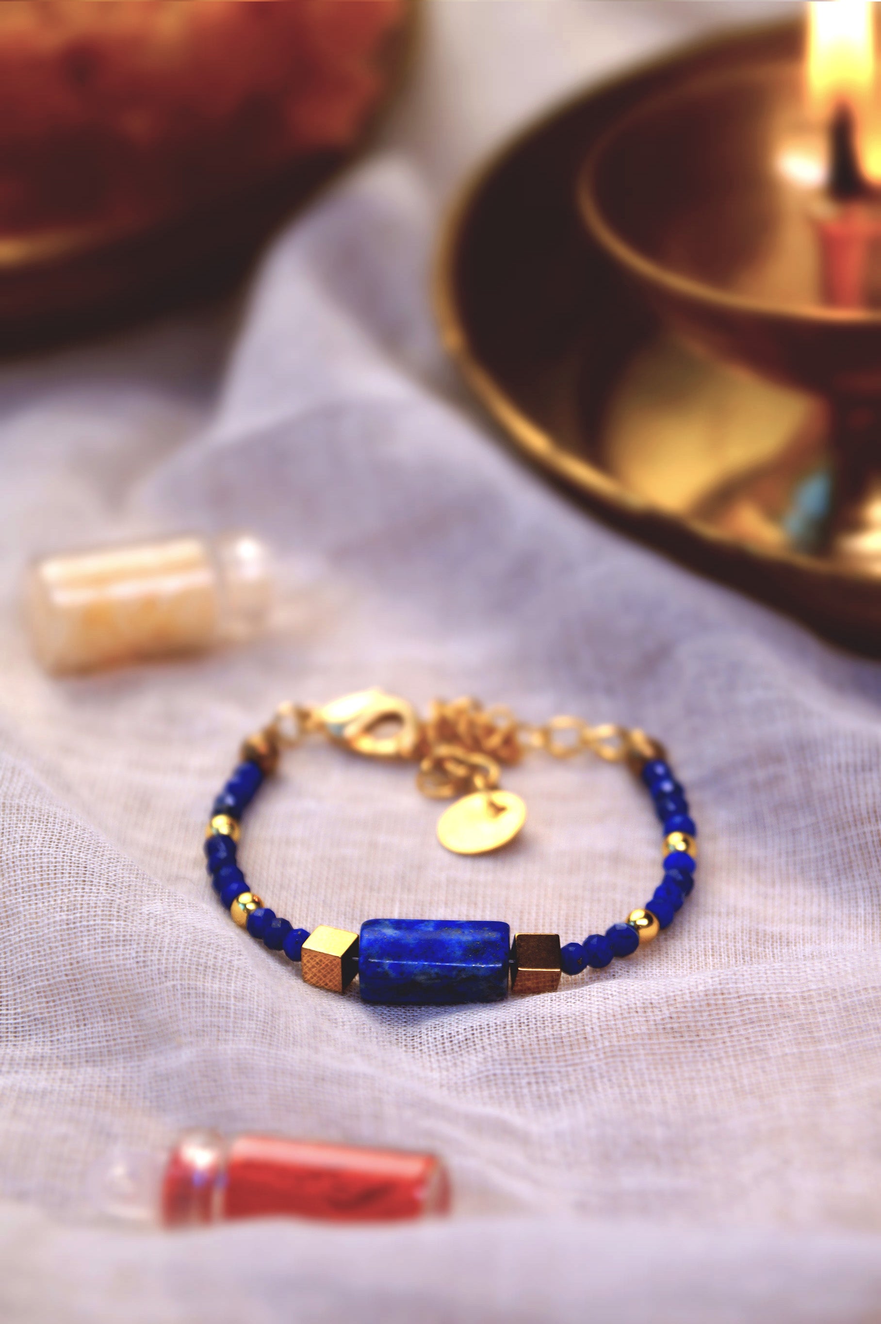 Lapis Crystal Rakhi & Lumba Combo