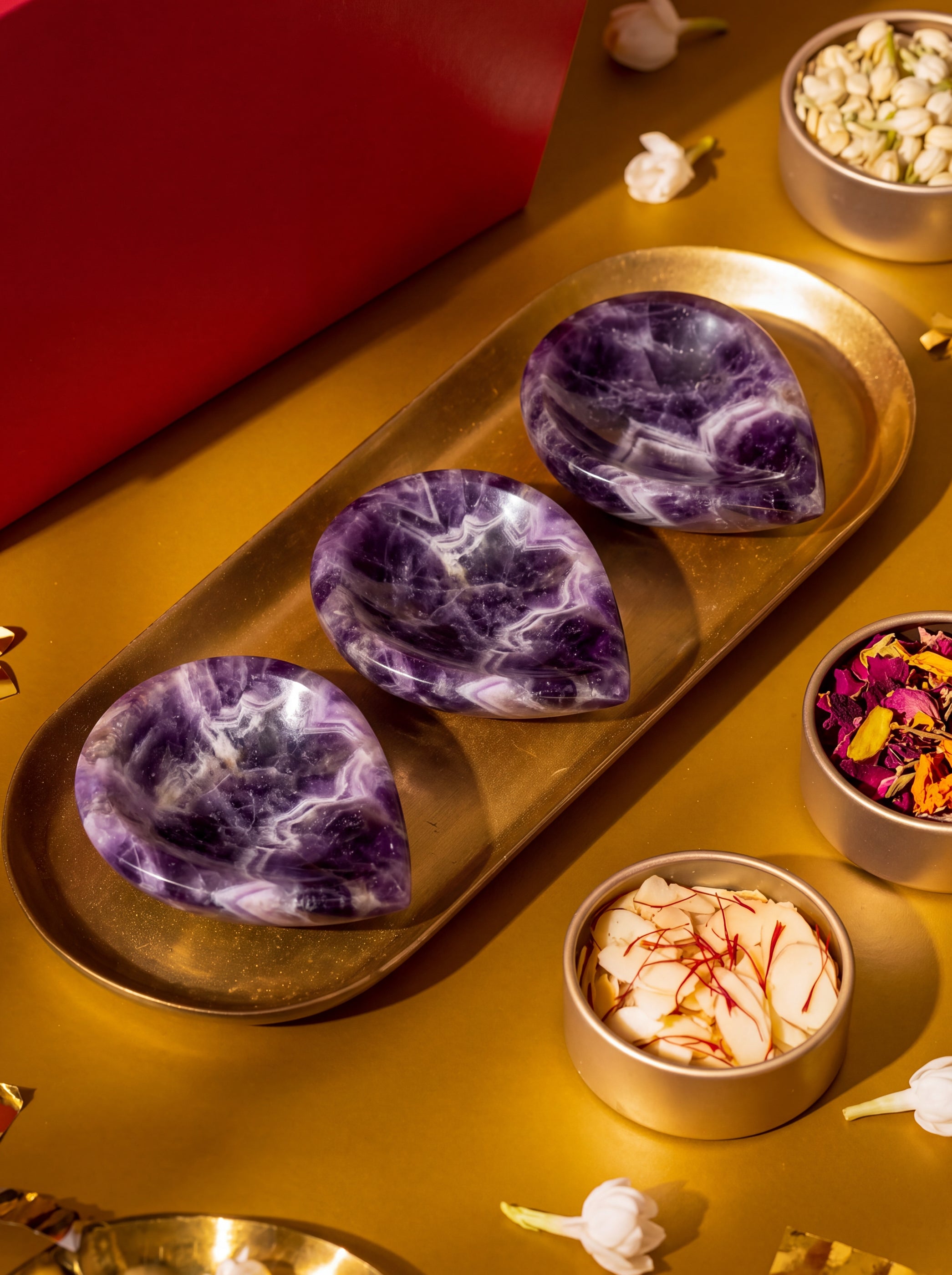 Chevron Amethyst Crystal Diya