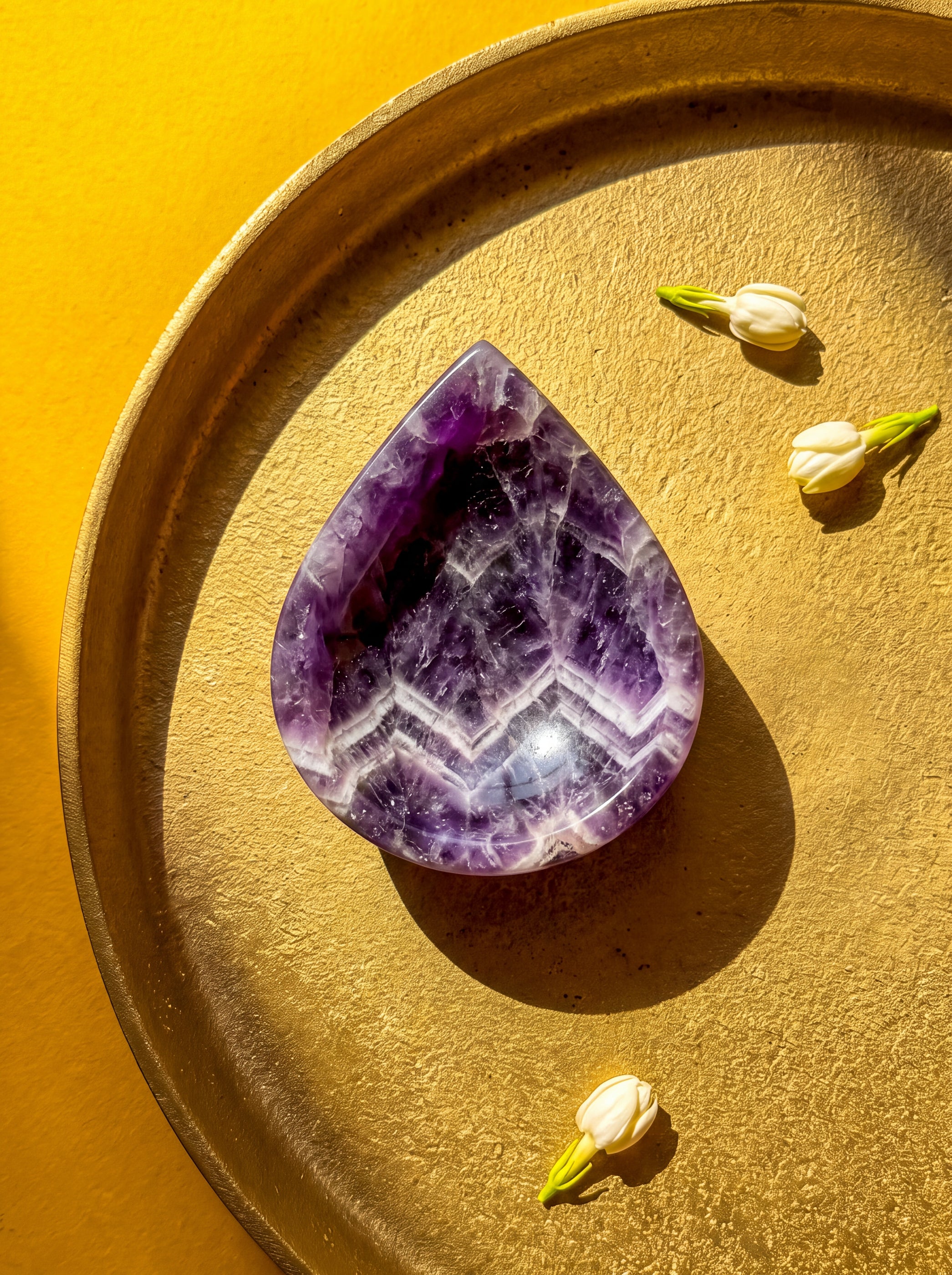 Chevron Amethyst Crystal Diya