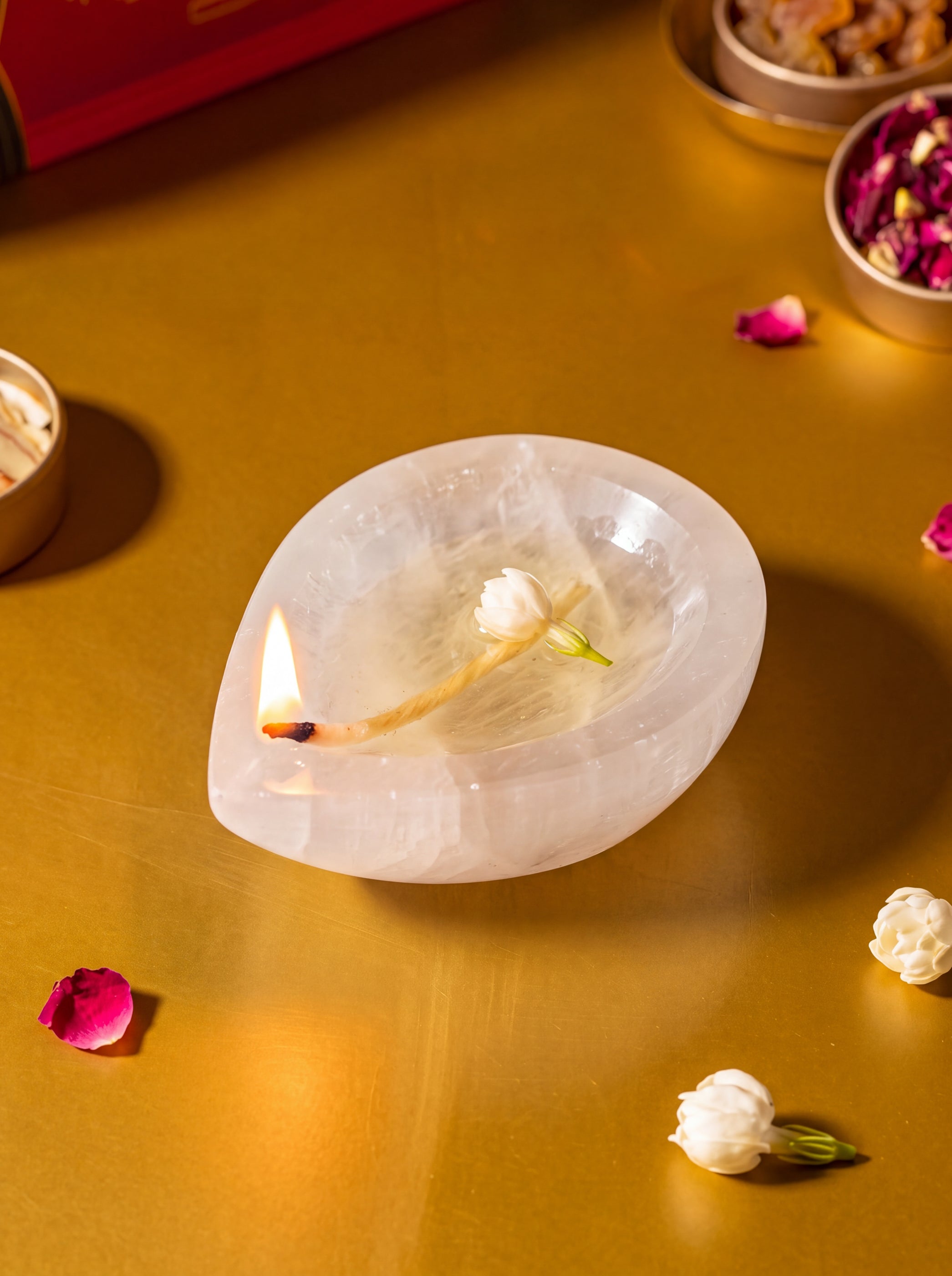 Clear Quartz Crystal Diya