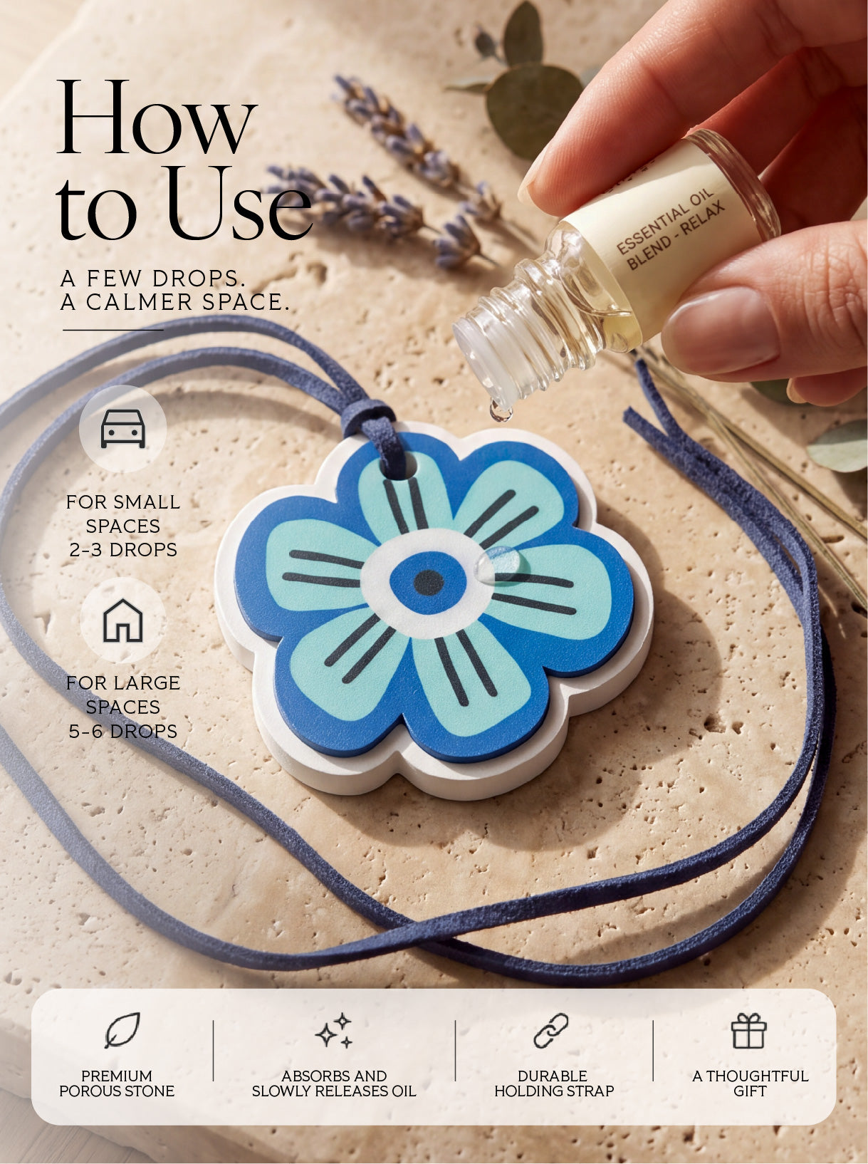 Dark Blue Flower Aroma Stone