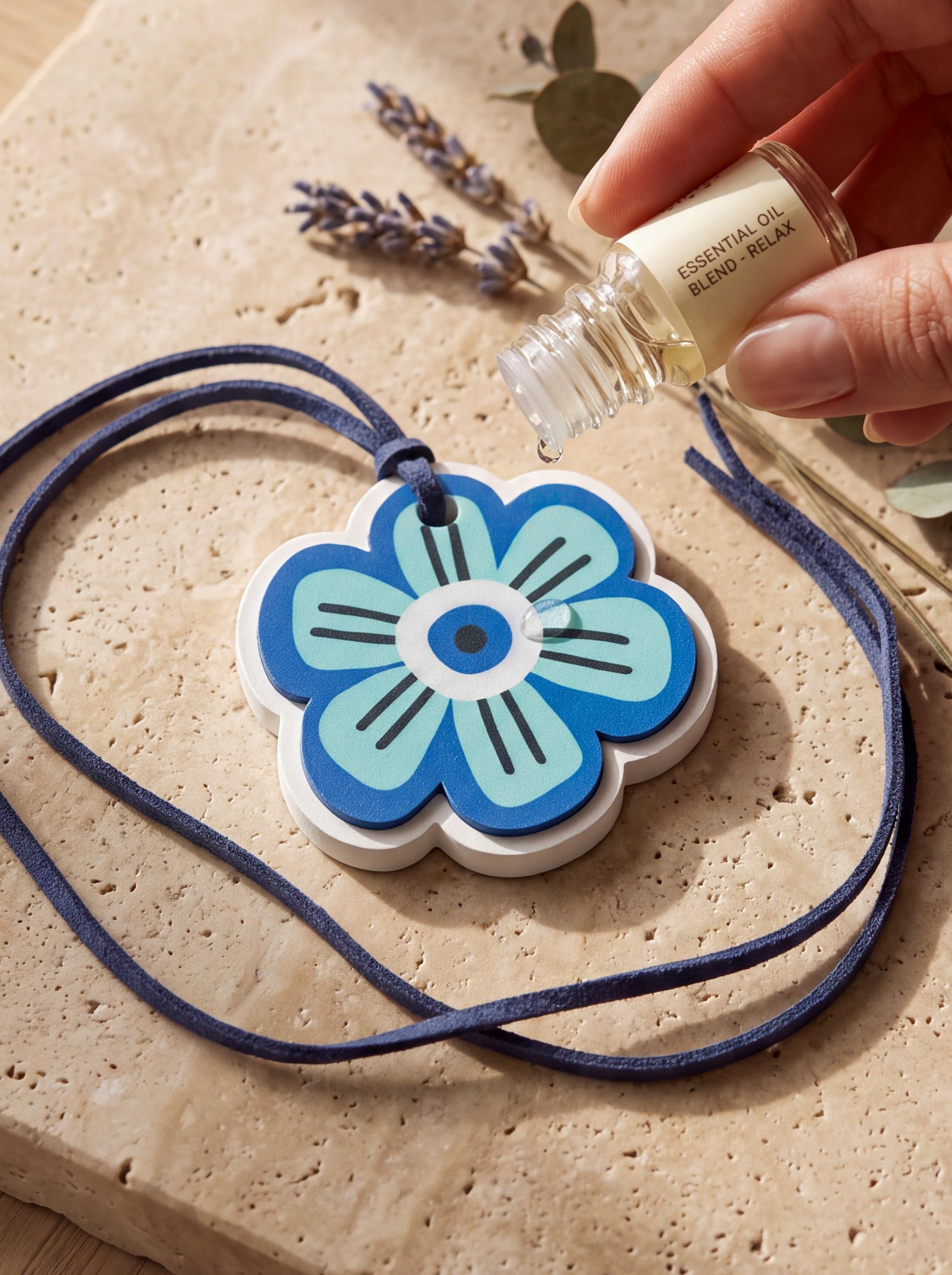 Dark Blue Flower Aroma Stone