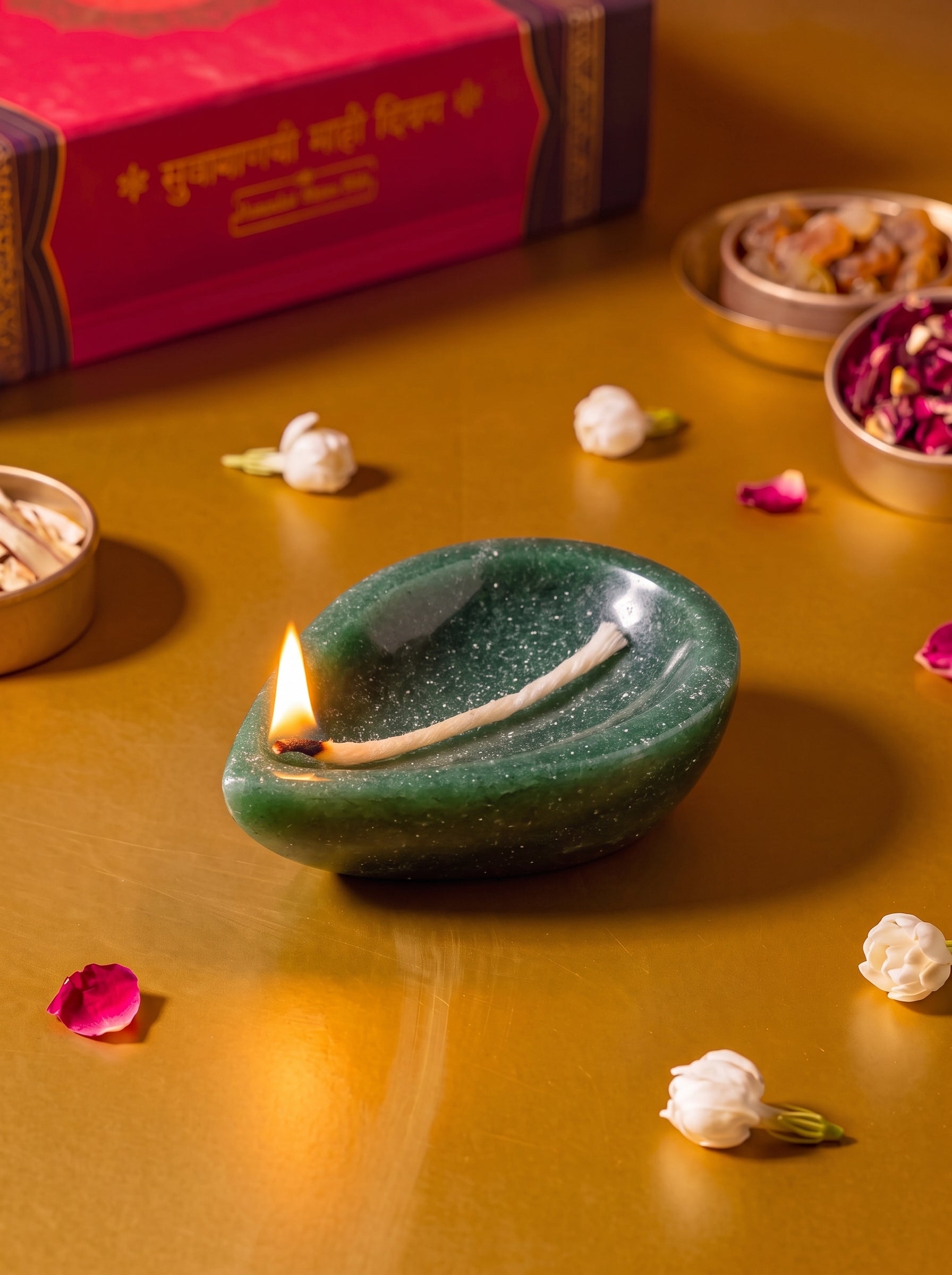 Green Jade Crystal Diya (Brazilian)