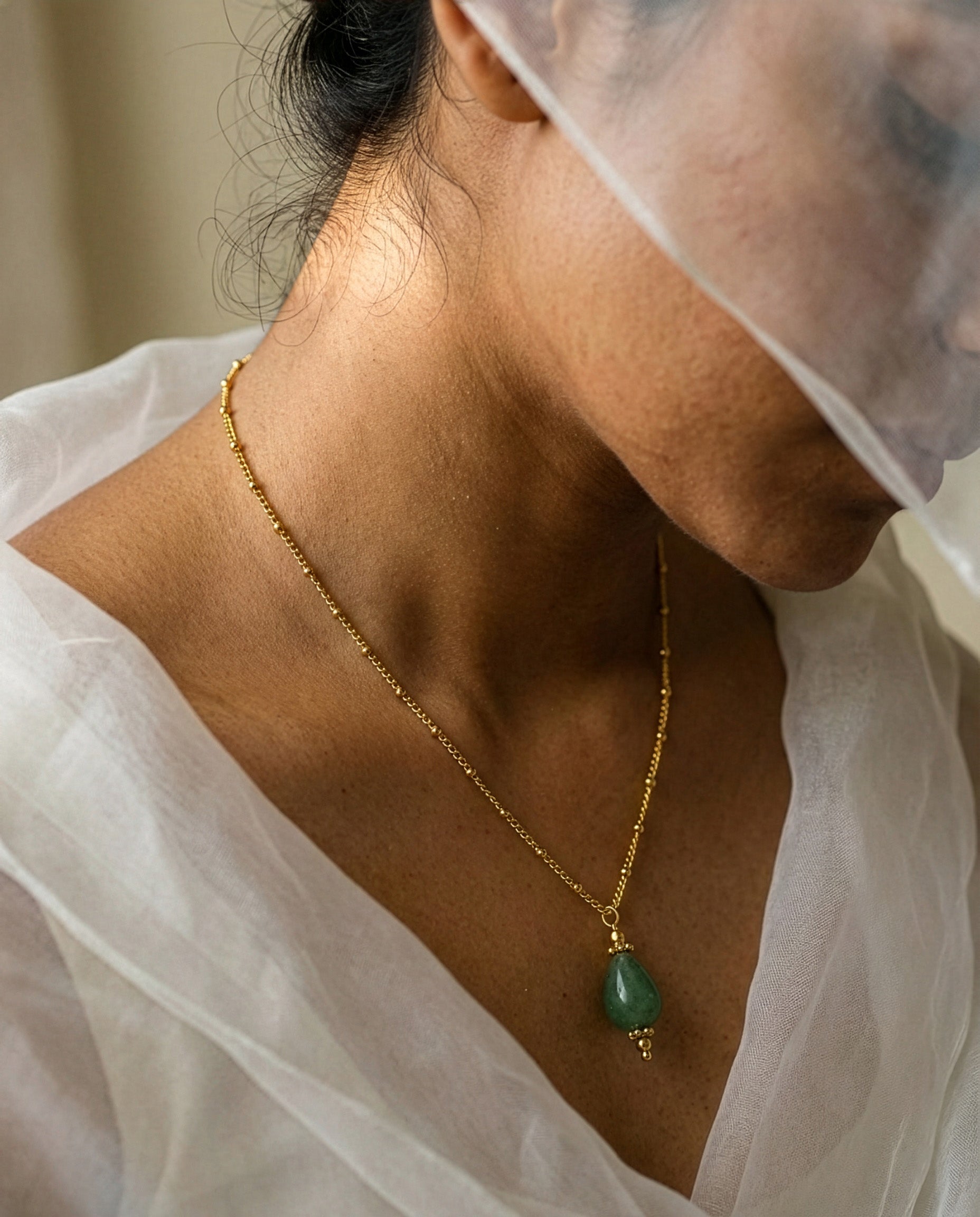Verdant Green Aventurine Drop Necklace