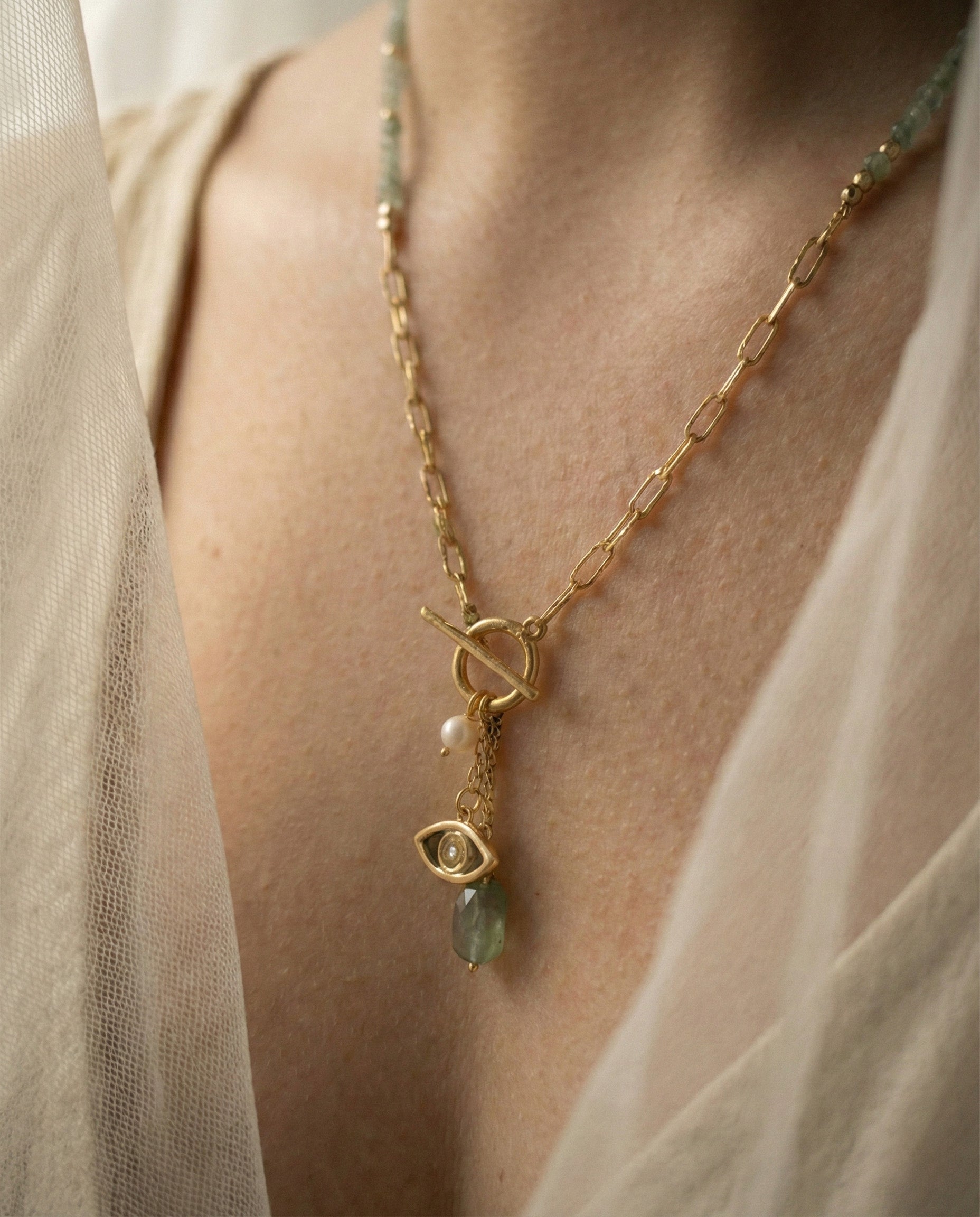 Green Aventurine Evil Eye Necklace