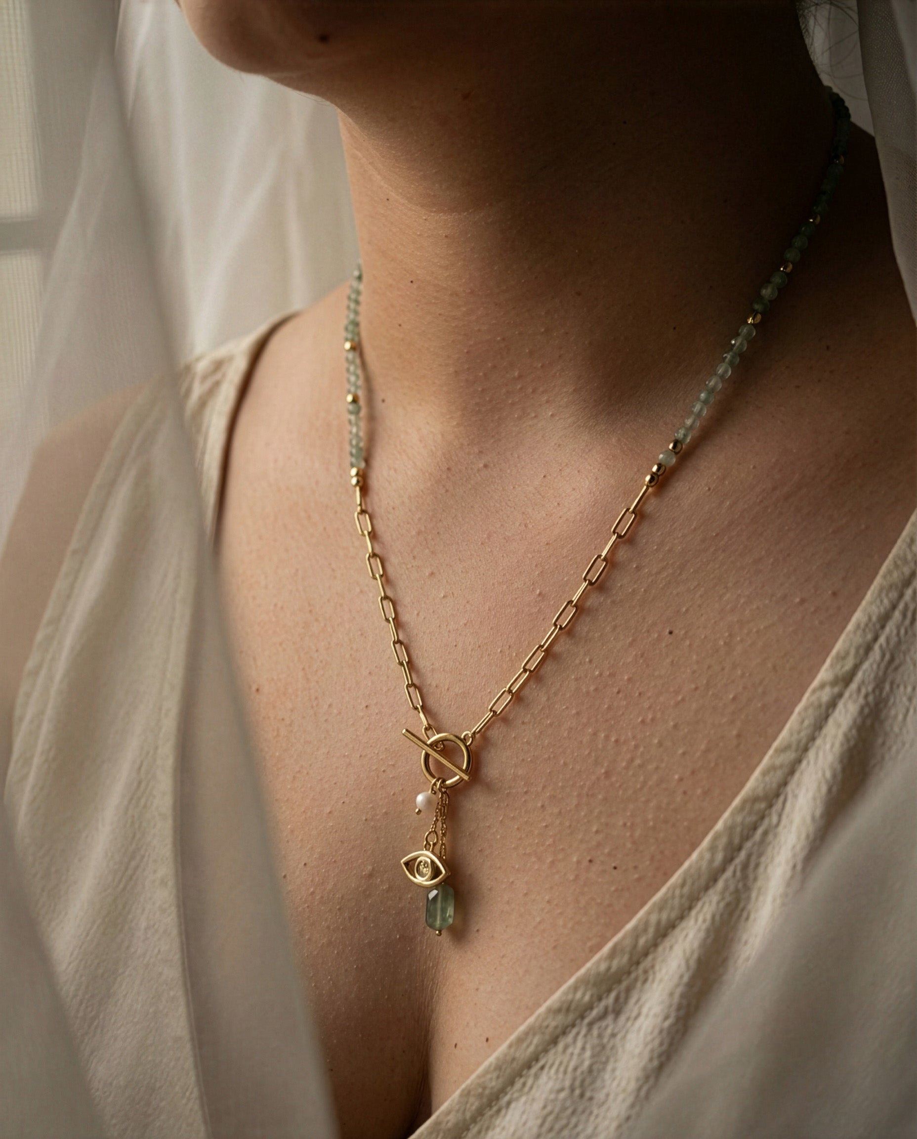 Green Aventurine Evil Eye Necklace