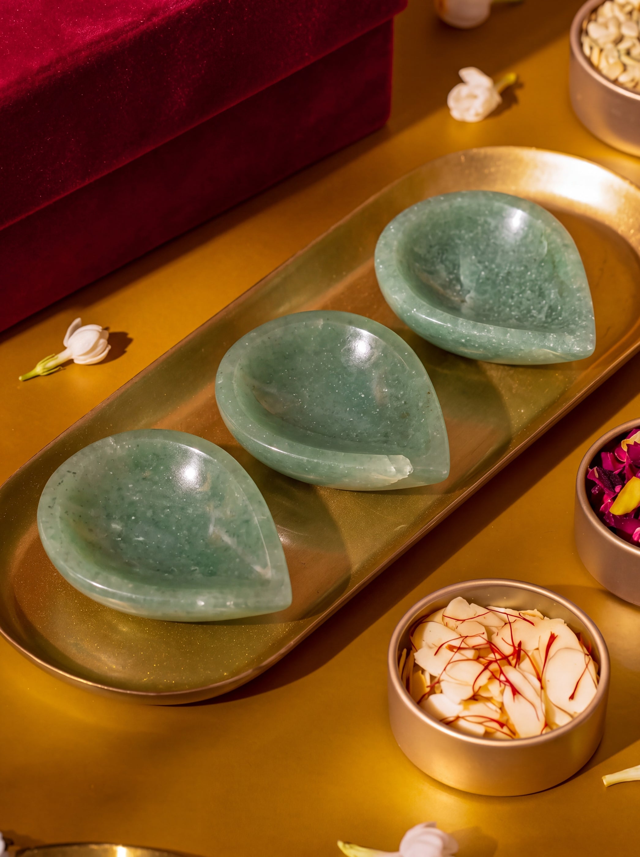 Green Jade Crystal Diya