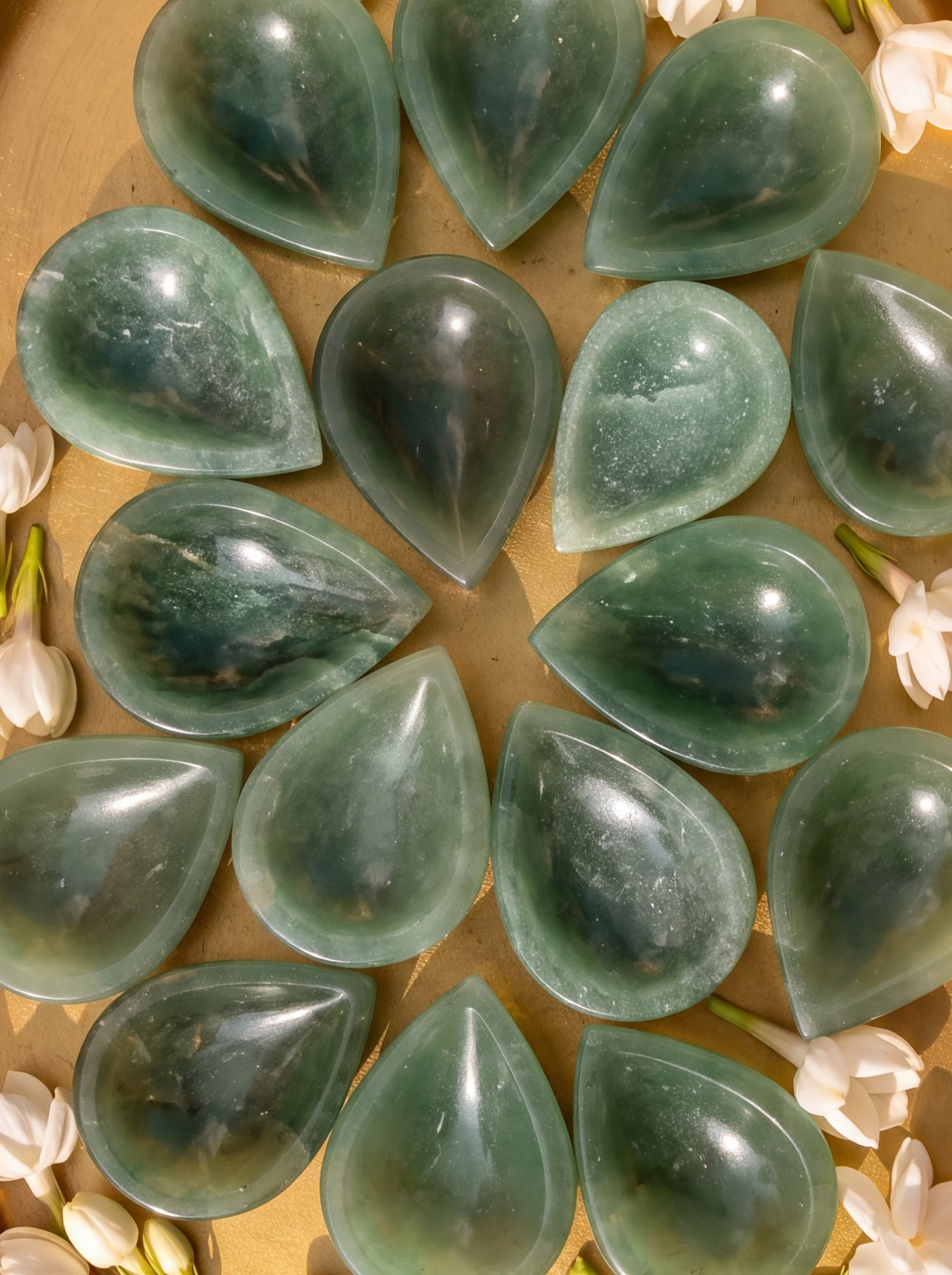 Green Jade Crystal Diya