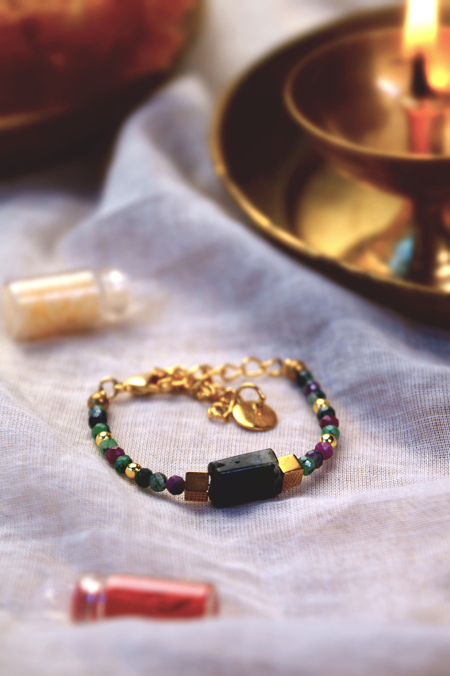 Prehnite & Ruby Zoisite Crystal Lumba