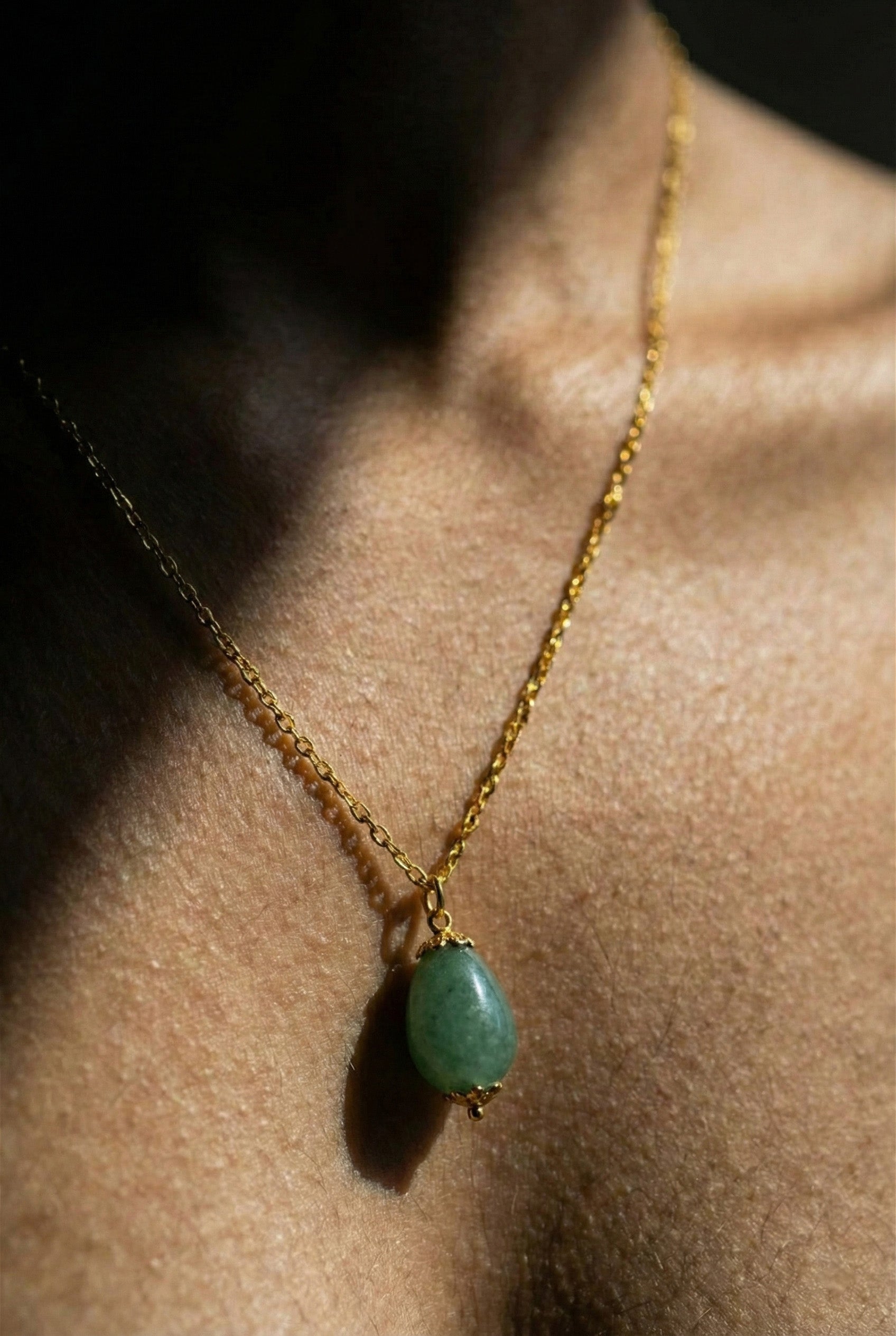 Verdant Green Aventurine Drop Necklace