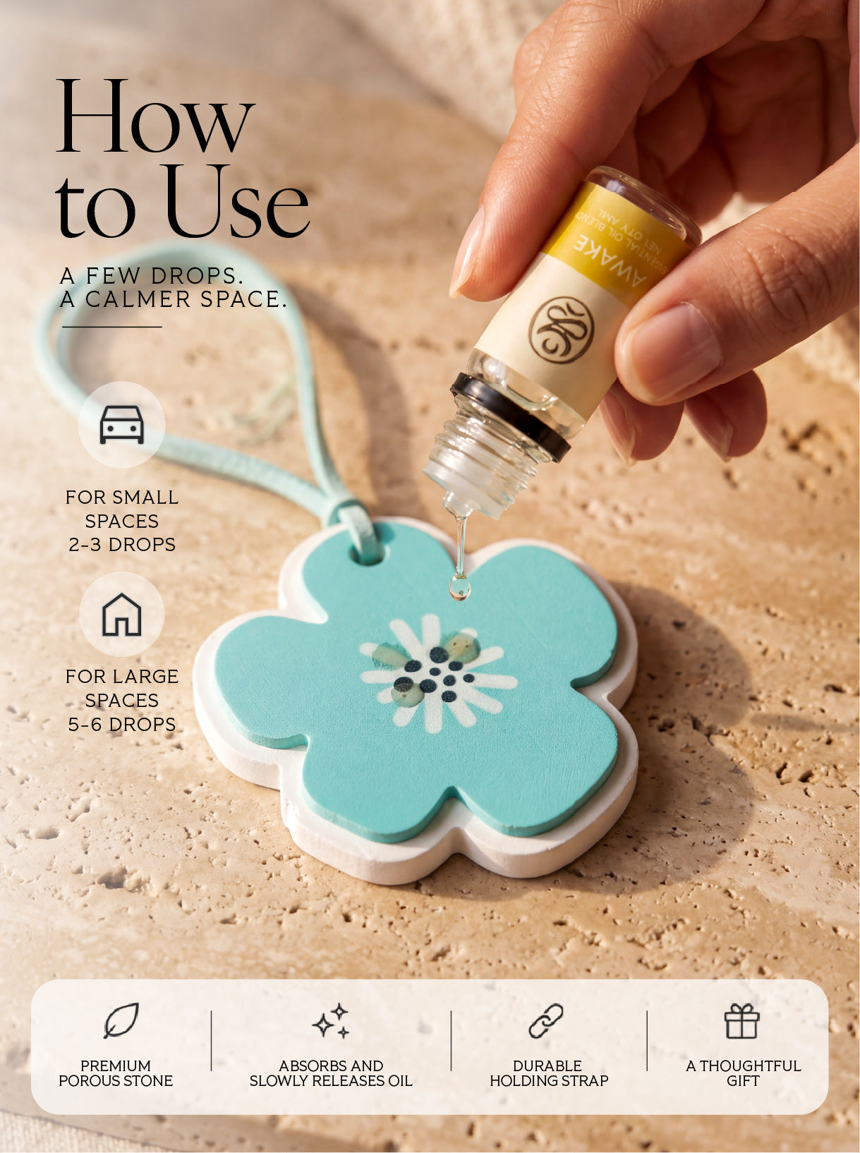 Light Blue Flower Aroma Stone