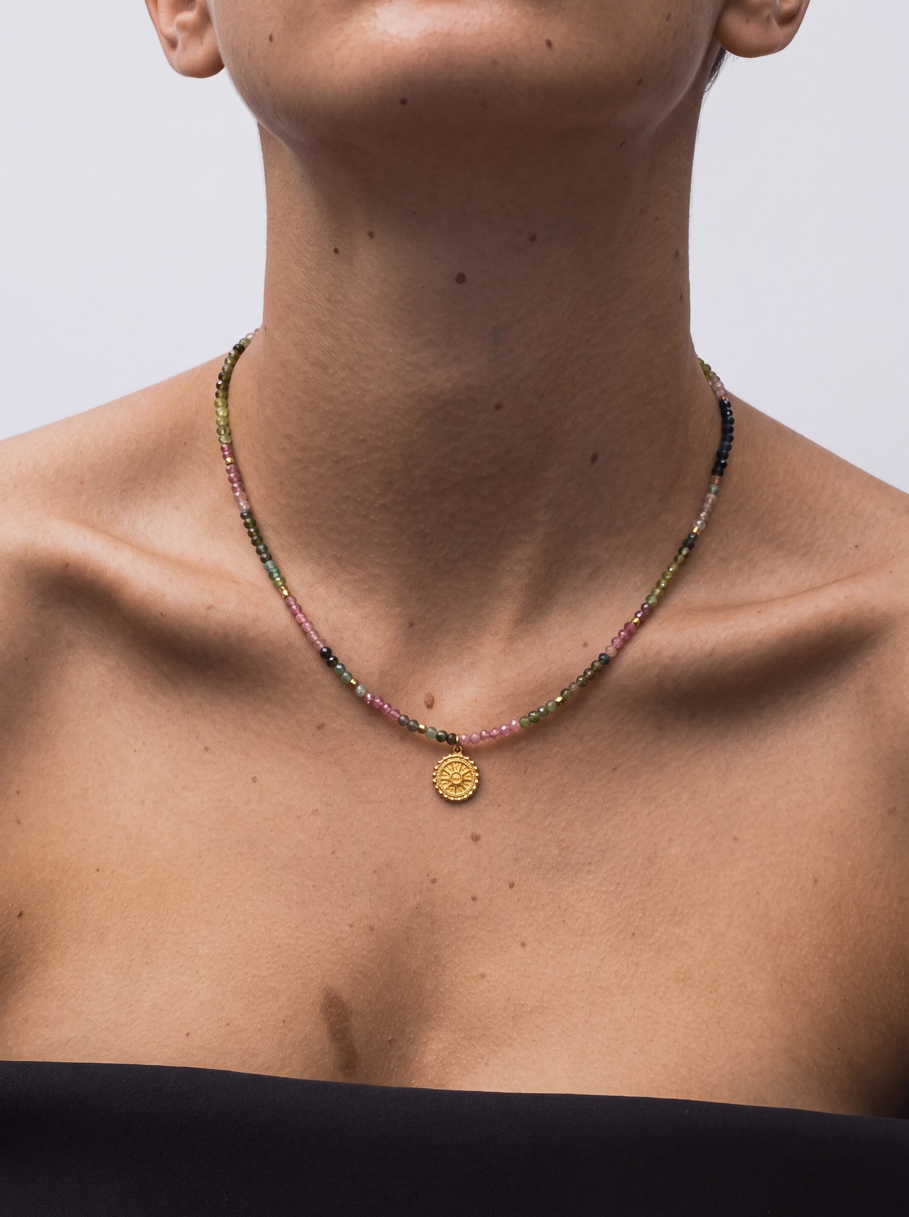 Multi Tourmaline Necklace with Charm