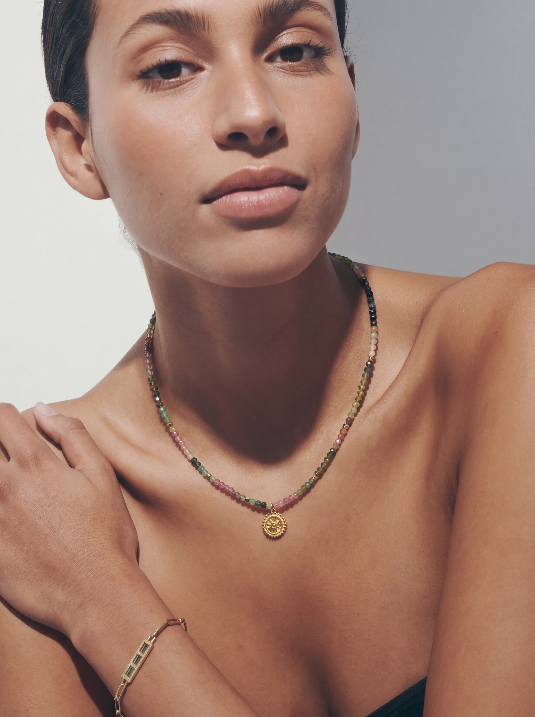 Multi Tourmaline Necklace with Charm