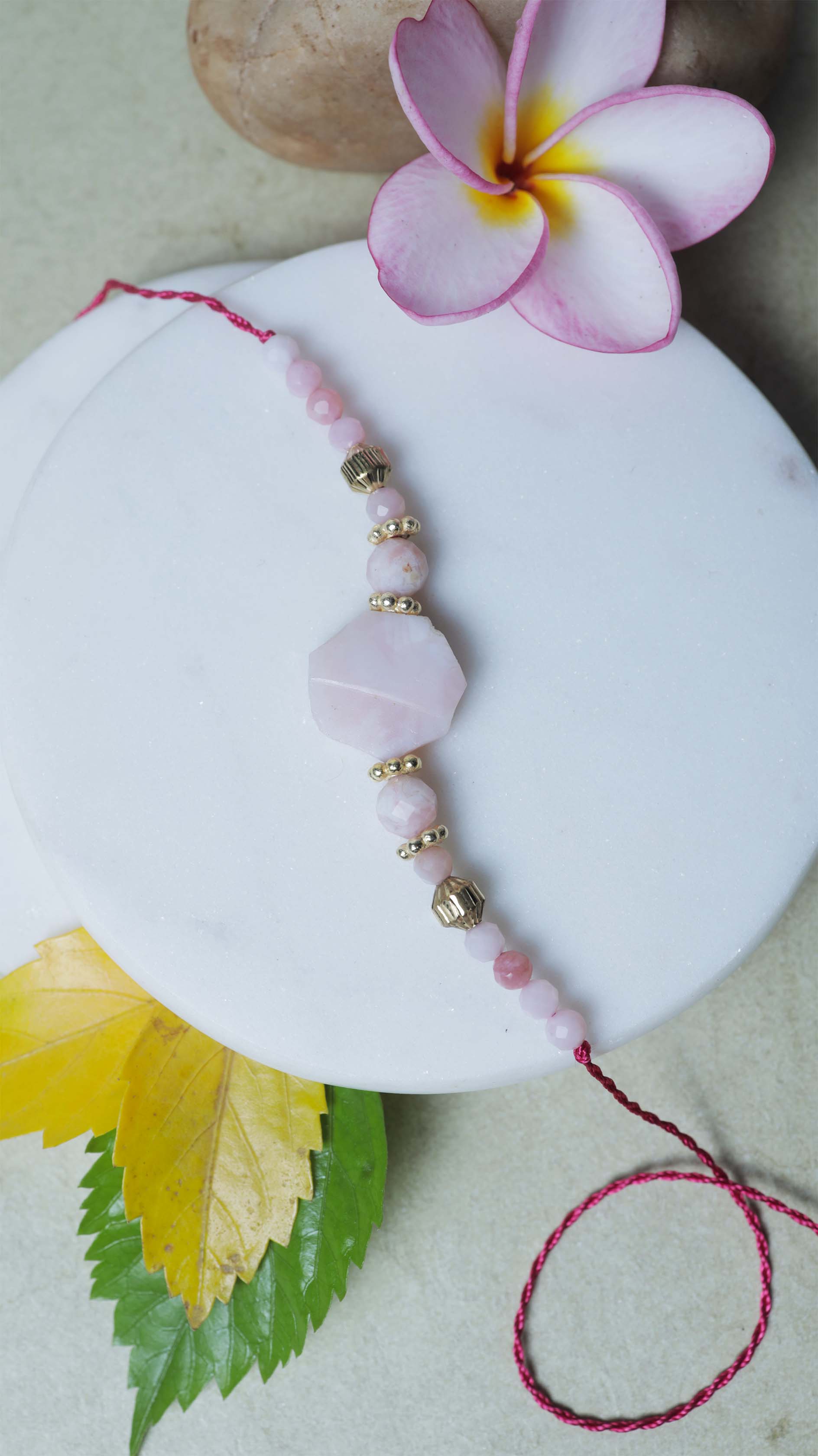 Pink Opal Crystal Rakhi