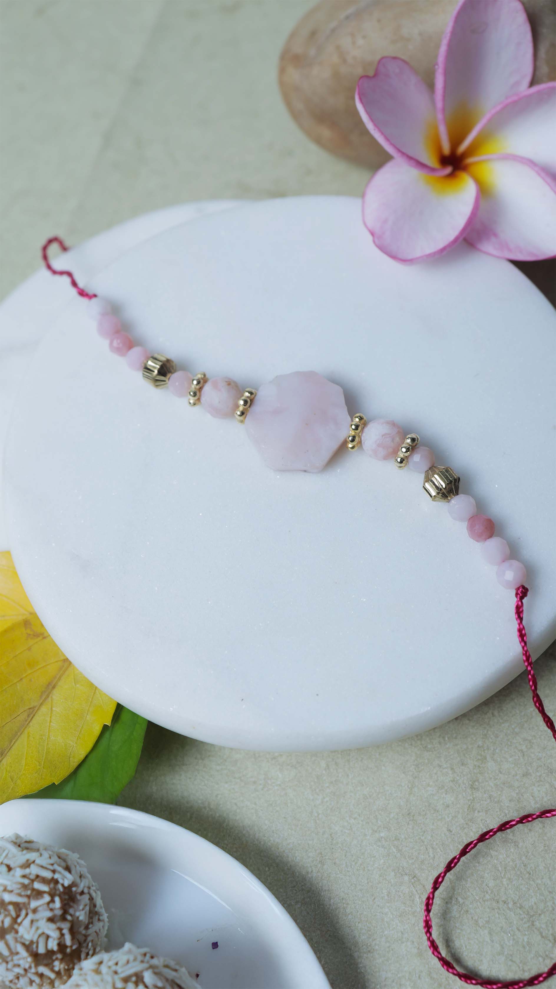 Pink Opal Crystal Rakhi