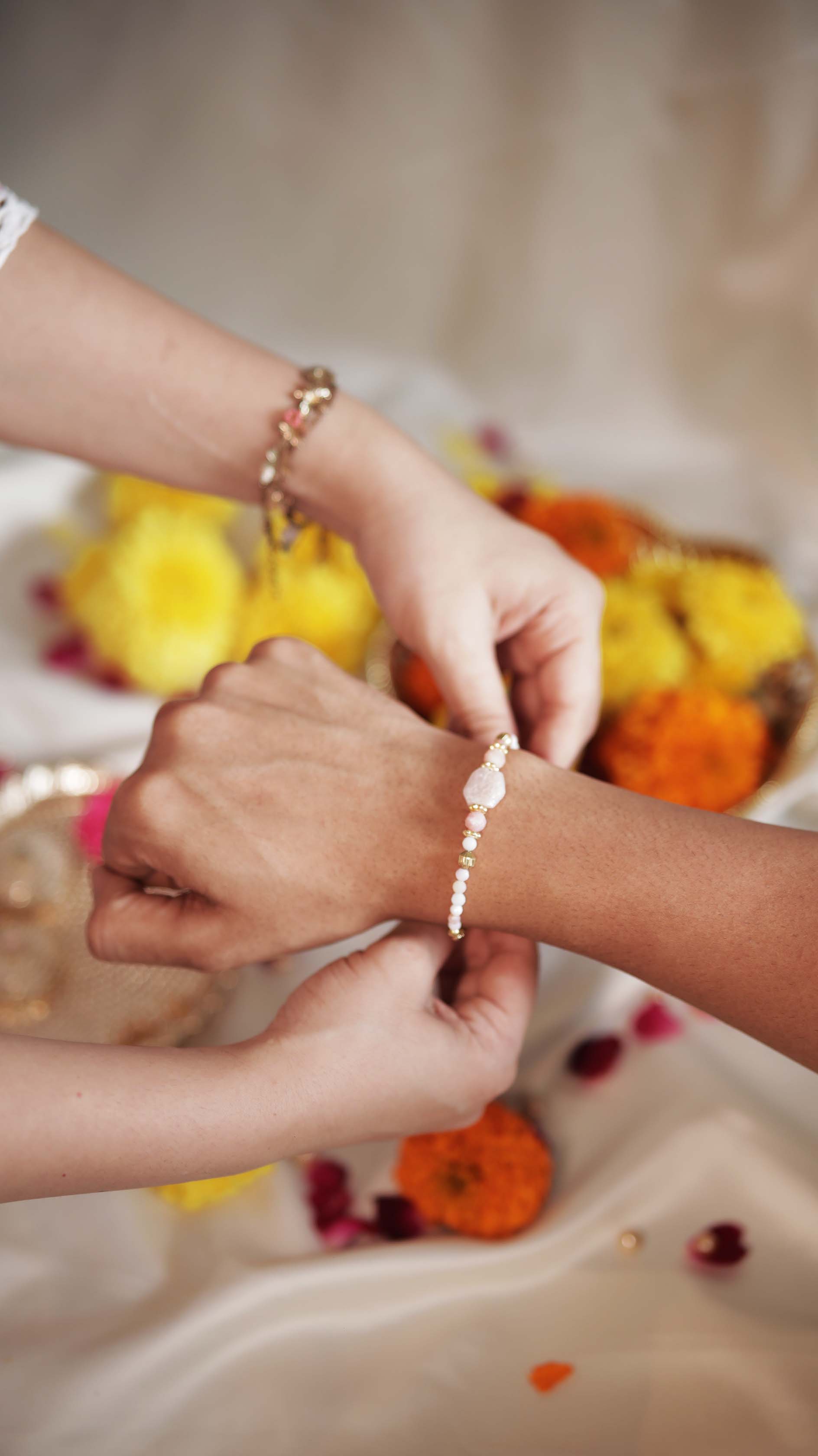 Pink Opal Crystal Rakhi