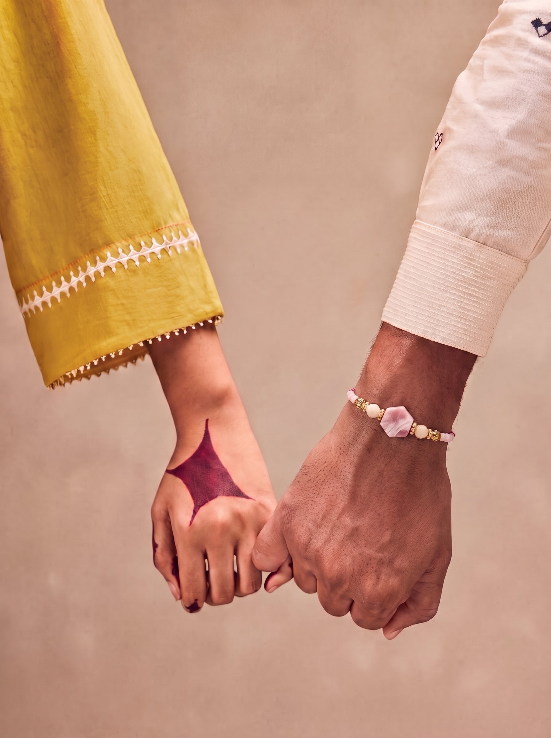 Pink Opal Crystal Rakhi & Lumba Combo