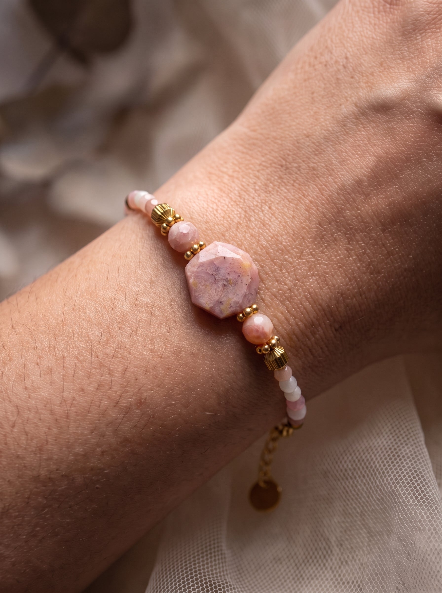 Pink Opal Crystal Rakhi