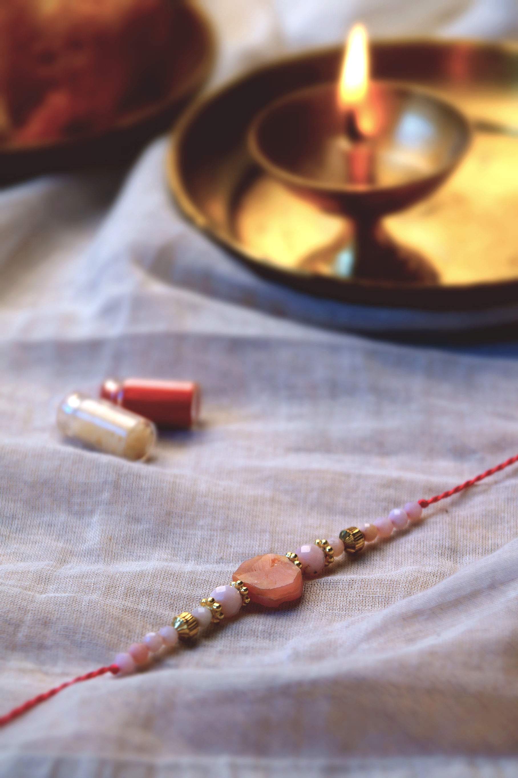 Pink Opal Crystal Rakhi
