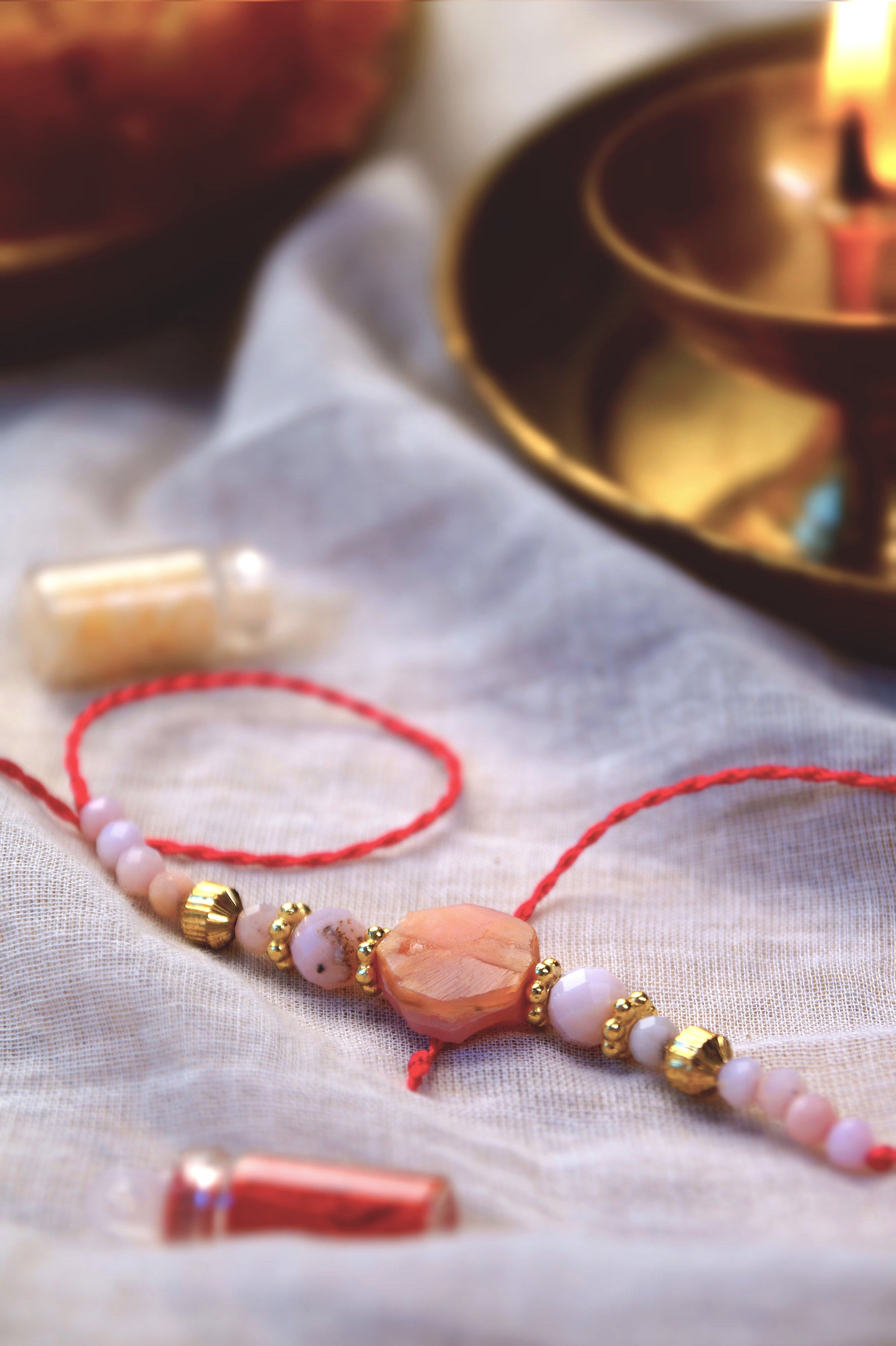 Pink Opal Crystal Rakhi