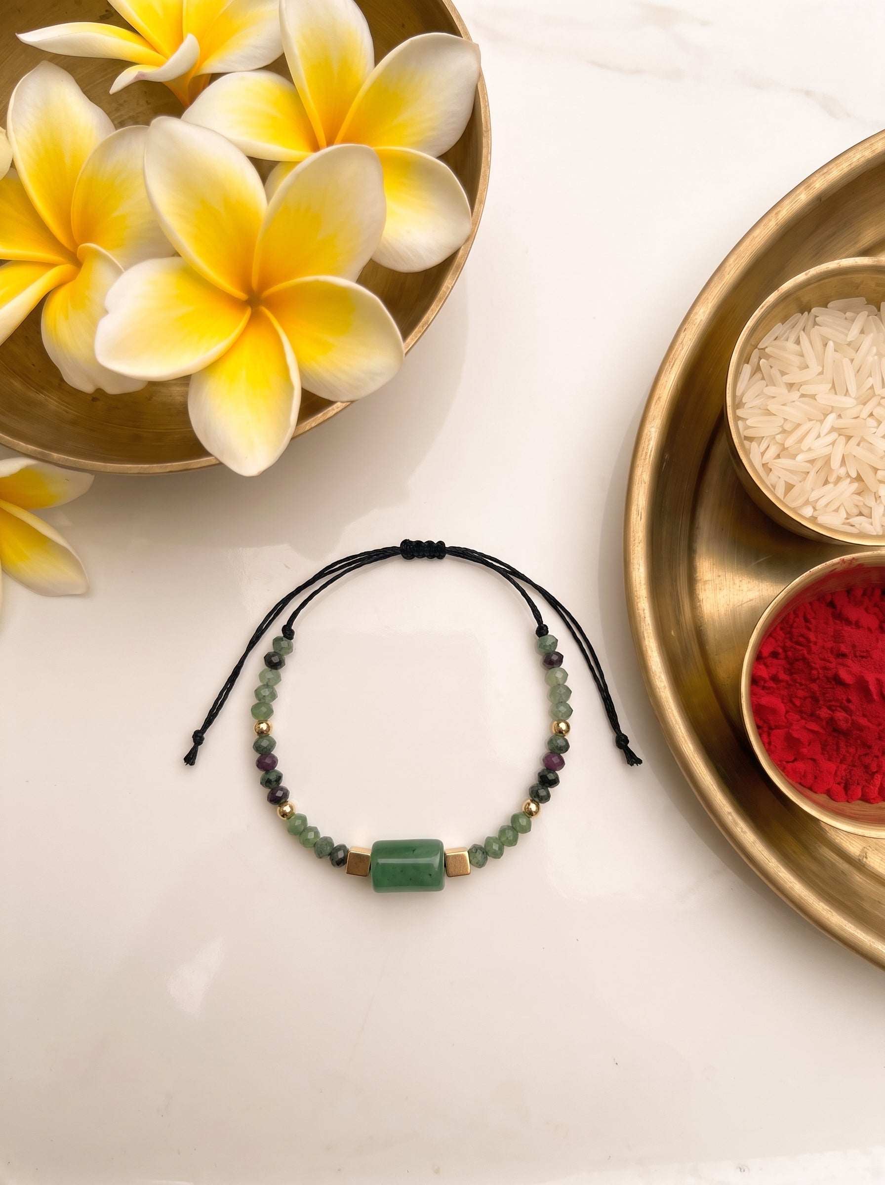 Prehnite & Ruby Zoisite Rakhi & Lumba Combo