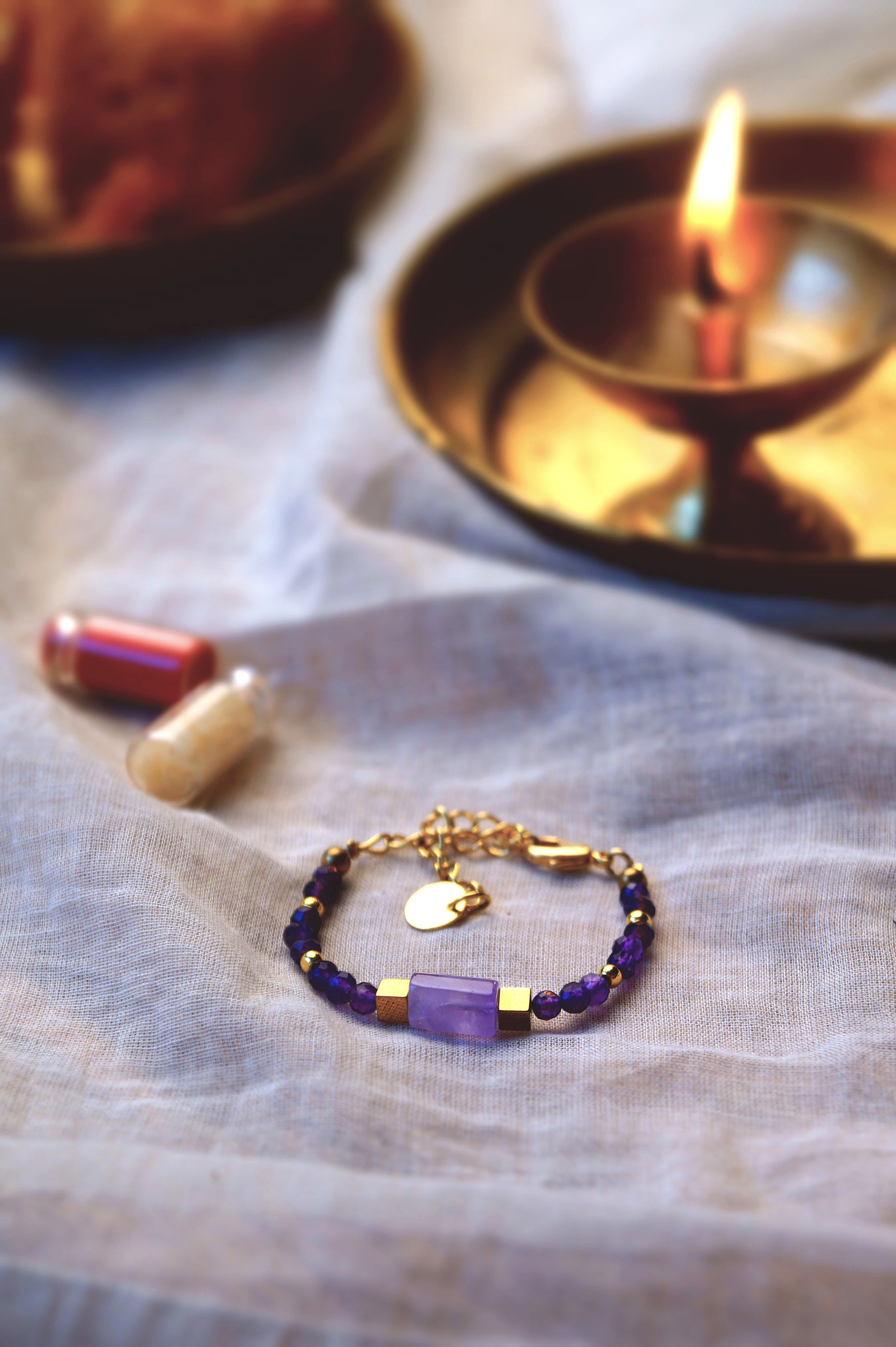 Lavender Amethyst & Amethyst Crystal Lumba