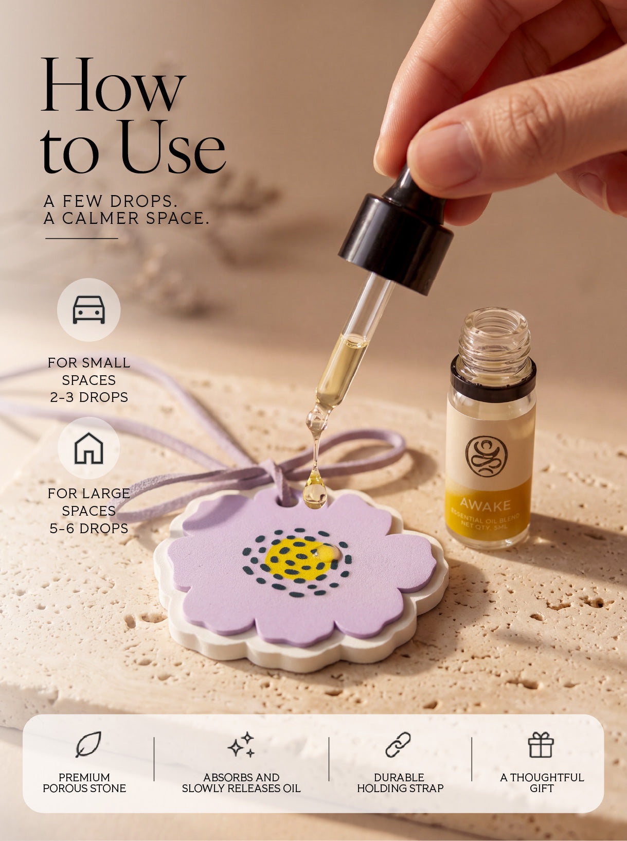 Purple Flower Aroma Stone