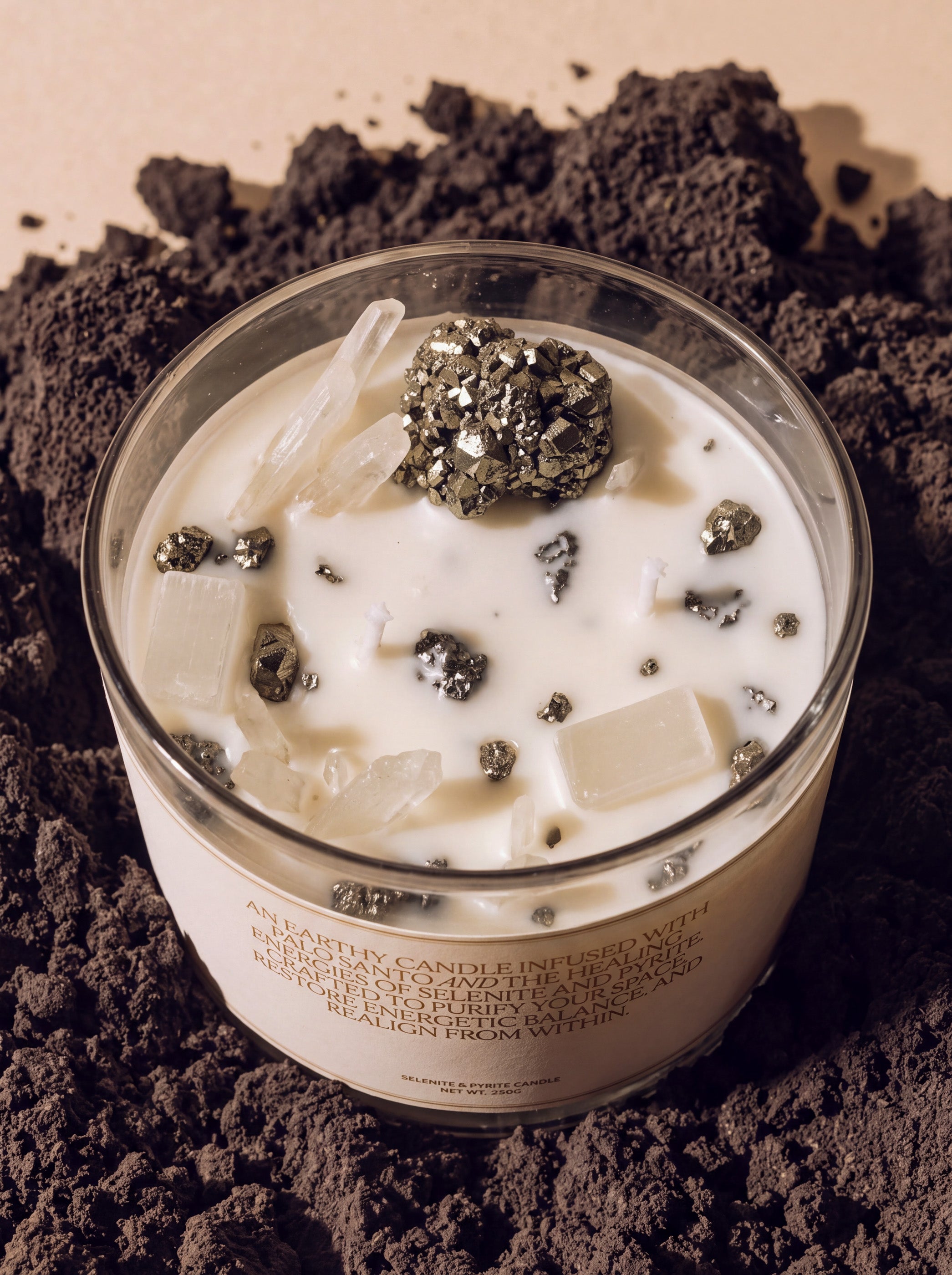 Selenite & Pyrite Candle