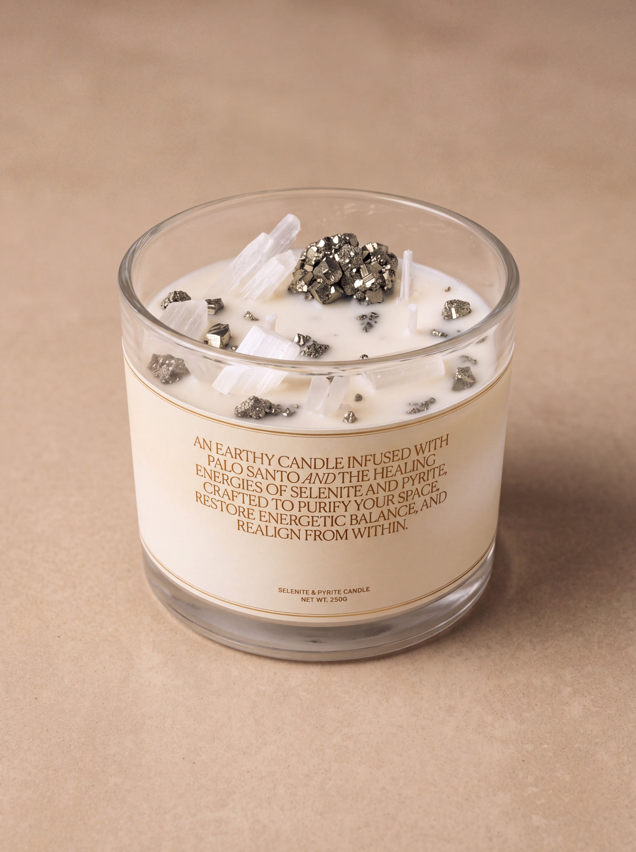 Selenite & Pyrite Candle