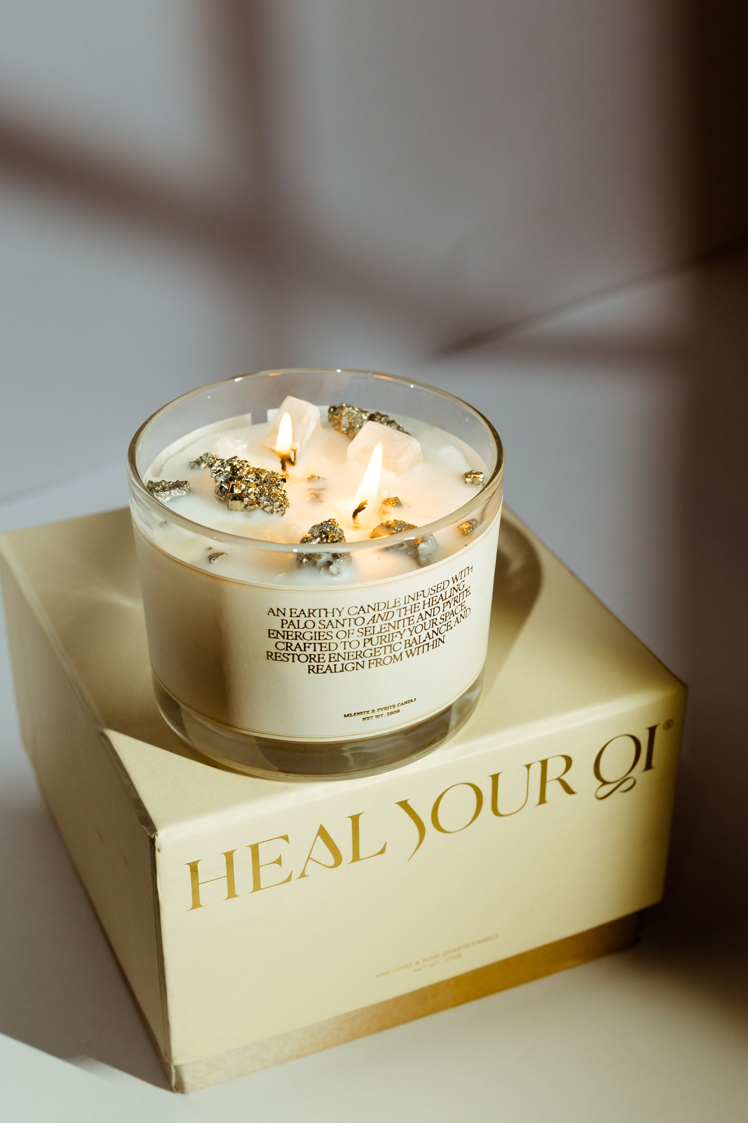 Selenite & Pyrite Candle