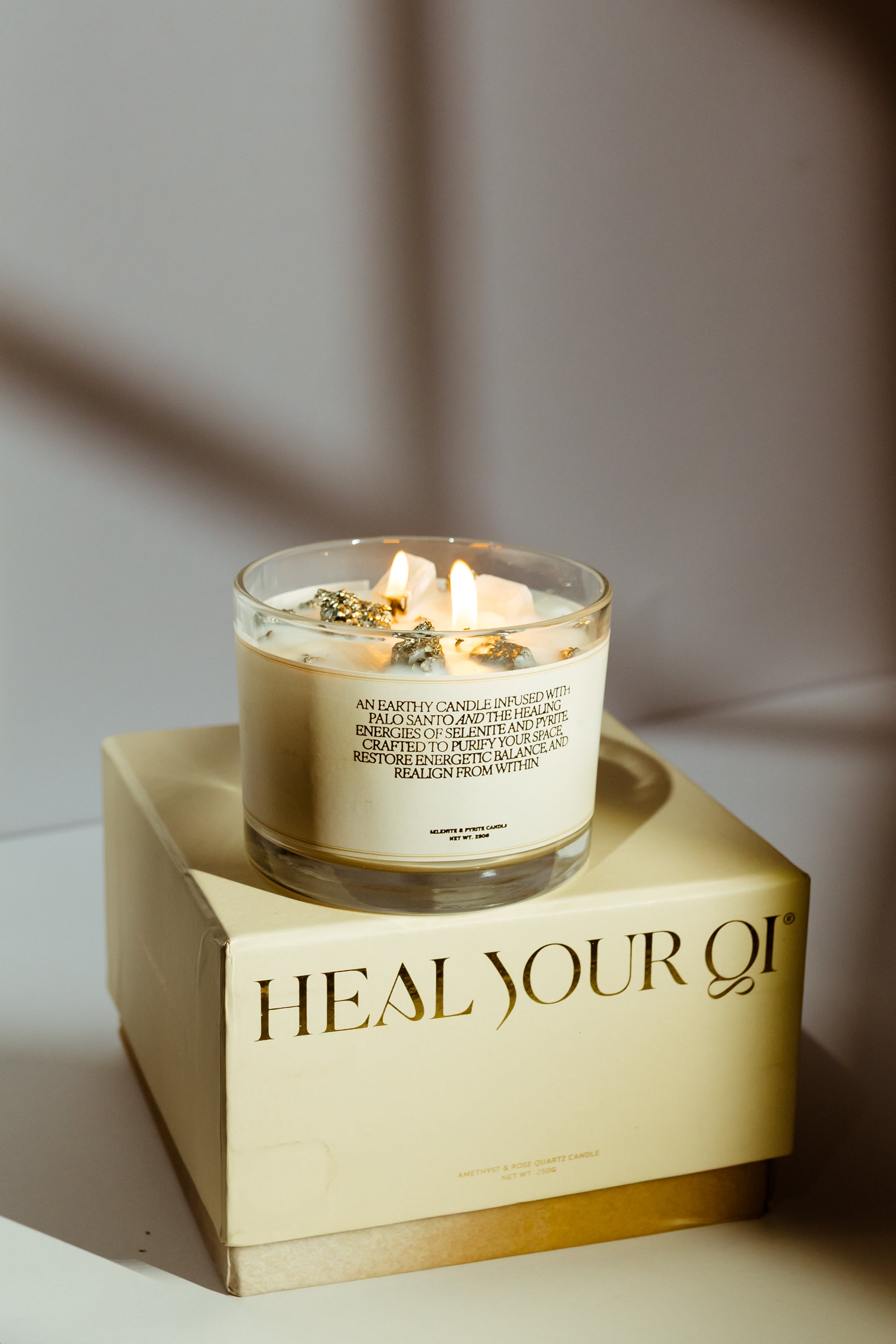 Selenite & Pyrite Candle