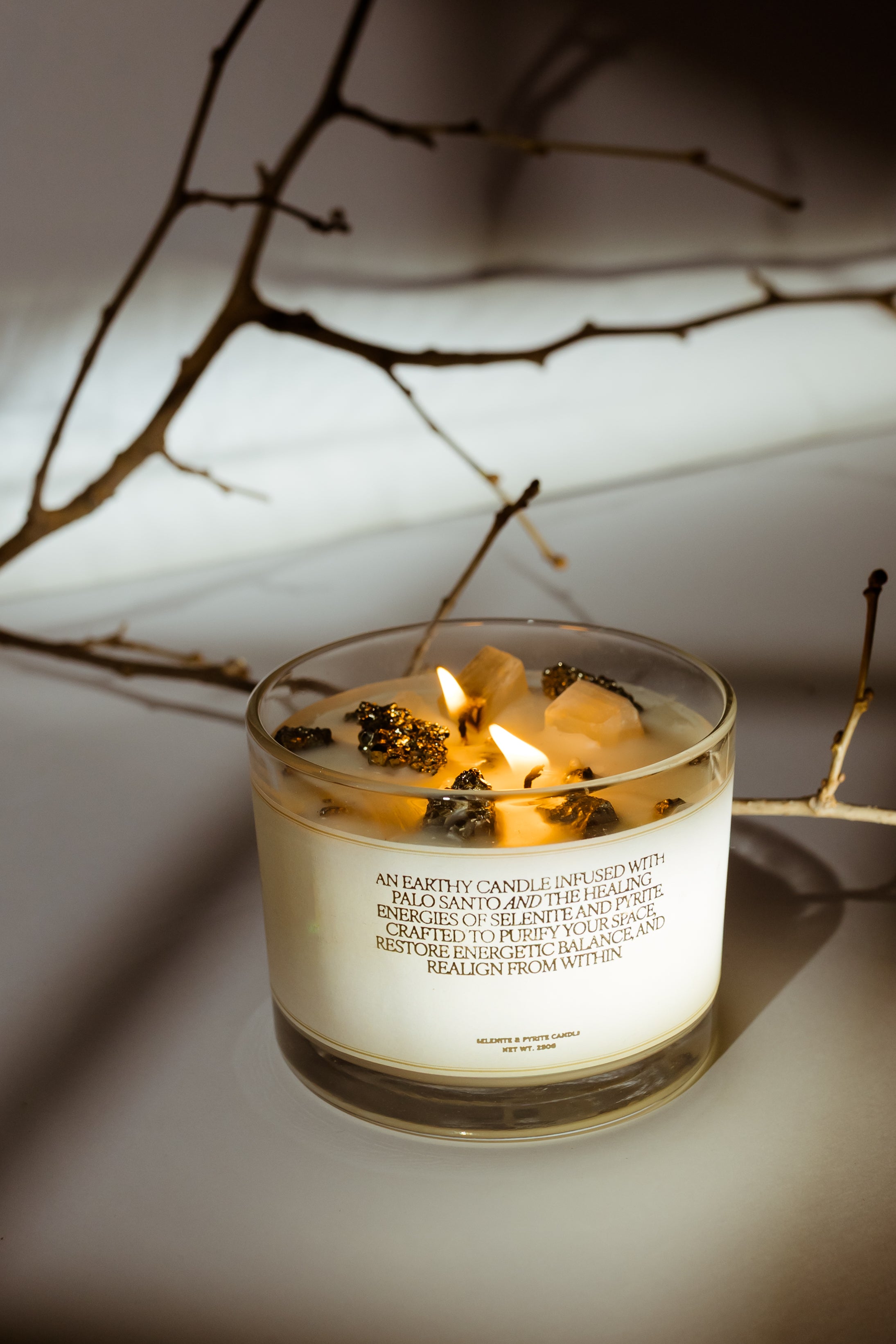 Selenite & Pyrite Candle