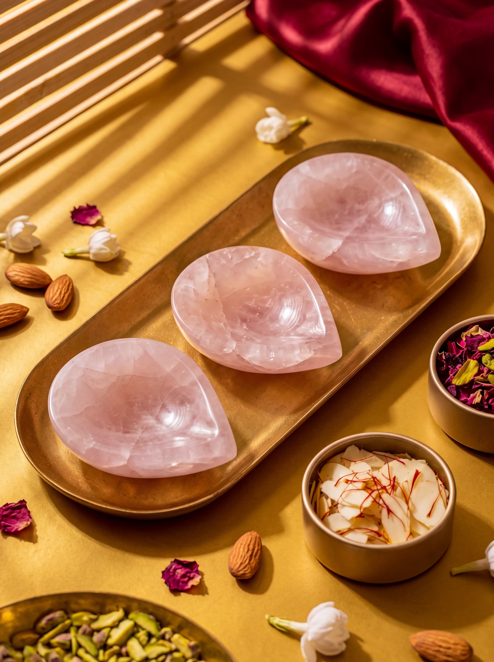 Rose Quartz Crystal Diya