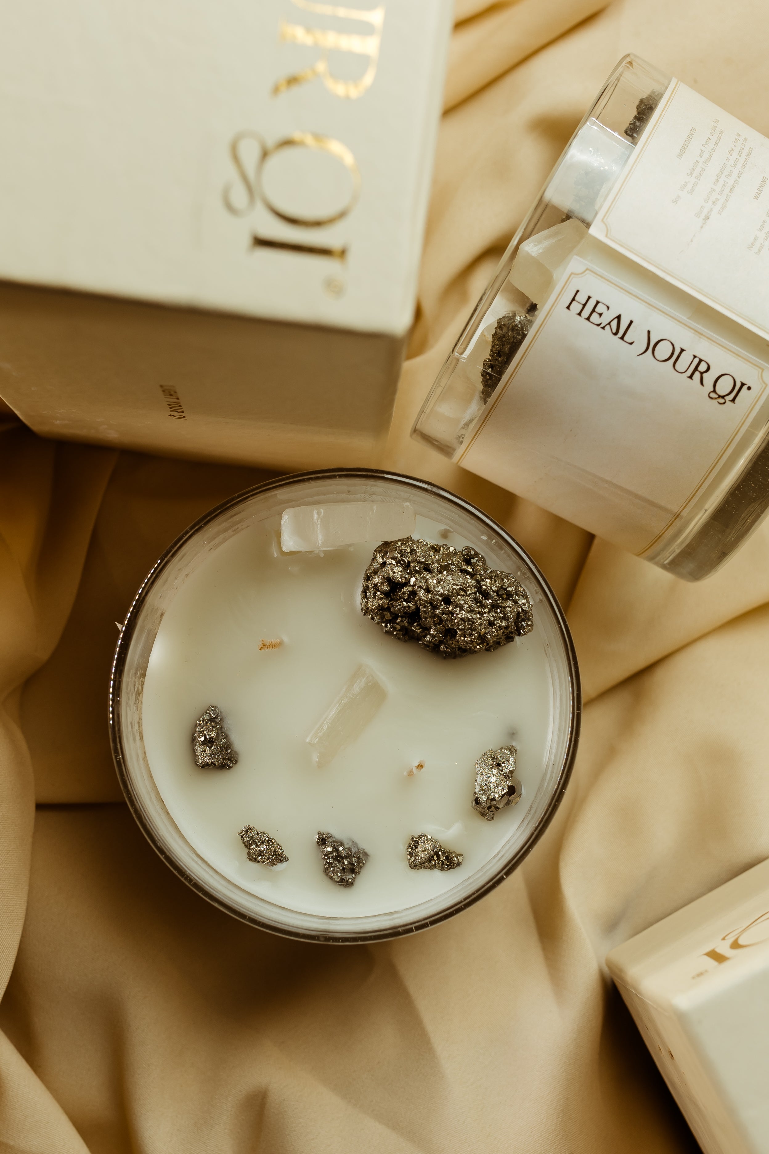 Selenite & Pyrite Candle