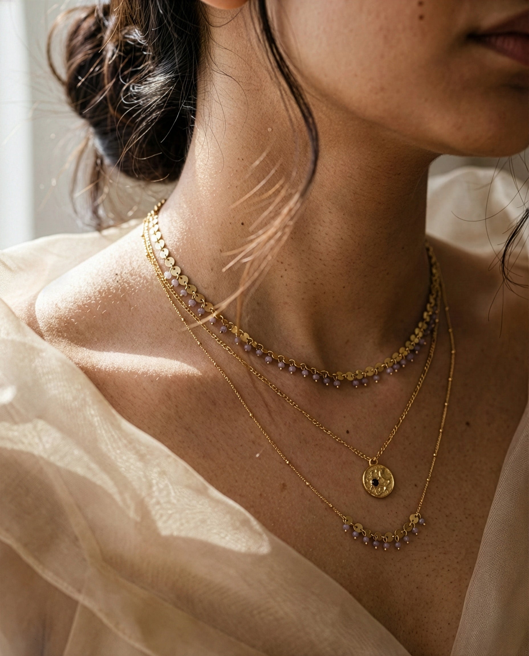 Triple-Layered Tanzanite Necklace: The Cosmic Harmony Stack