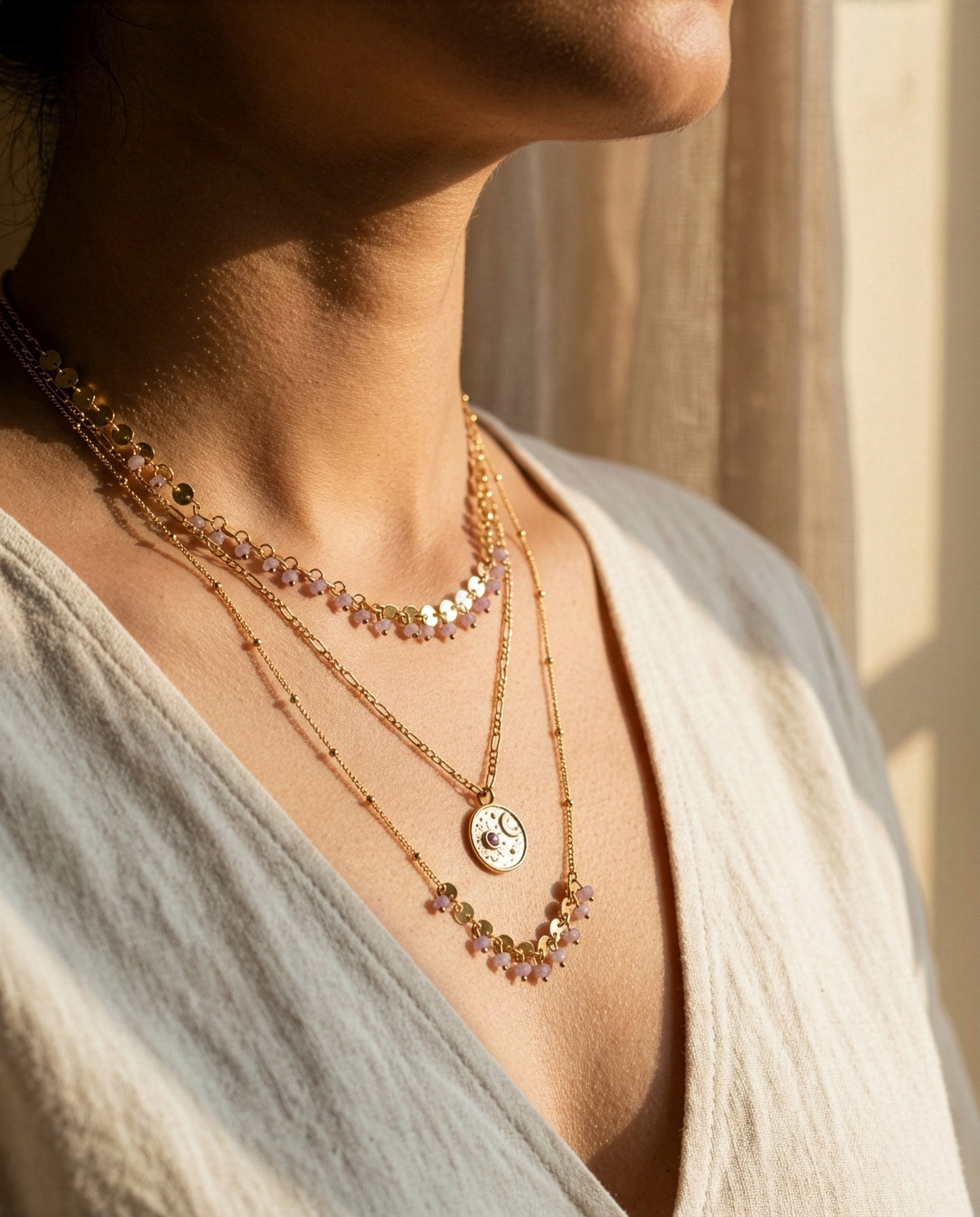 Triple-Layered Tanzanite Necklace: The Cosmic Harmony Stack