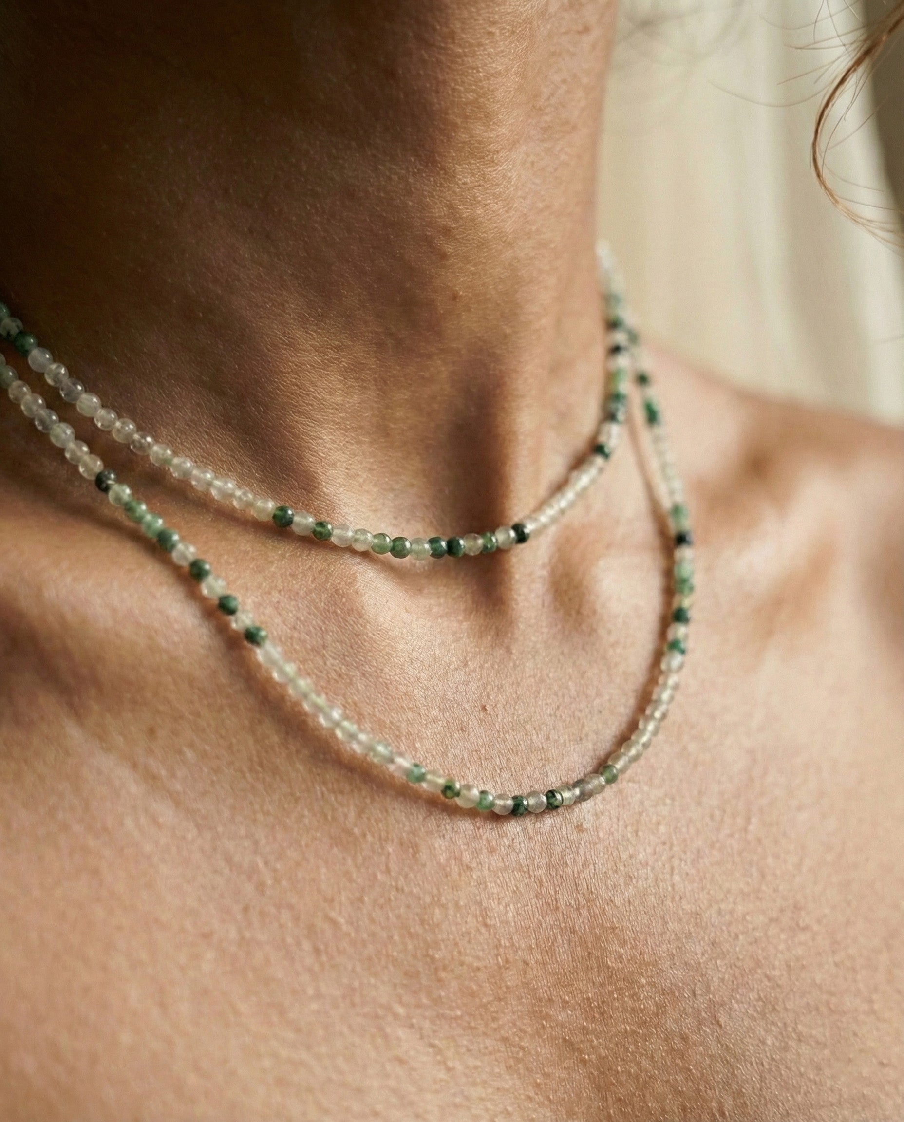 The Wayfarer Lariat: Moss Agate Necklace