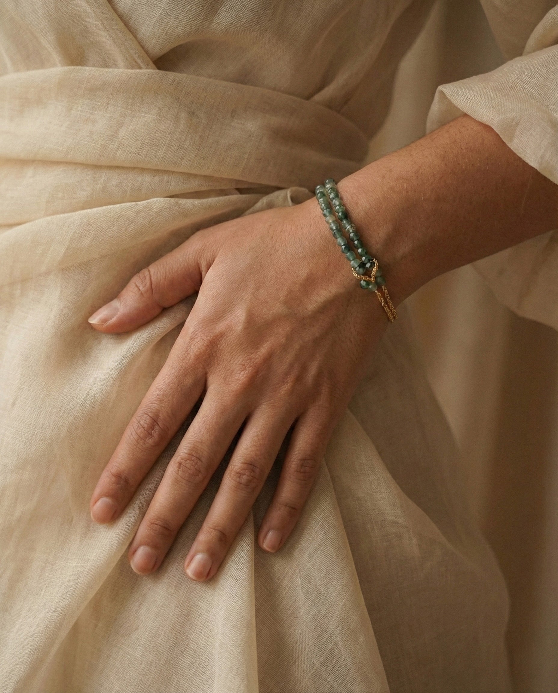 Moss Agate Bracelet: The Fusion