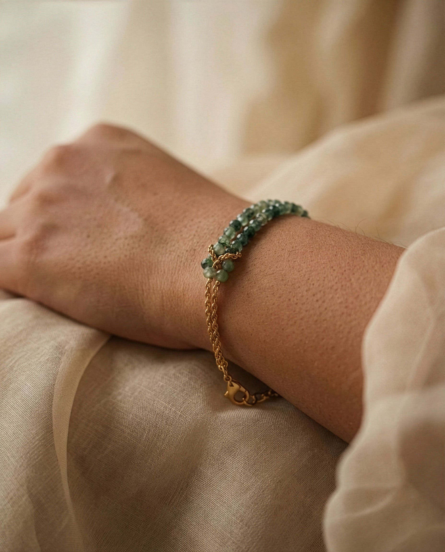Moss Agate Bracelet: The Fusion