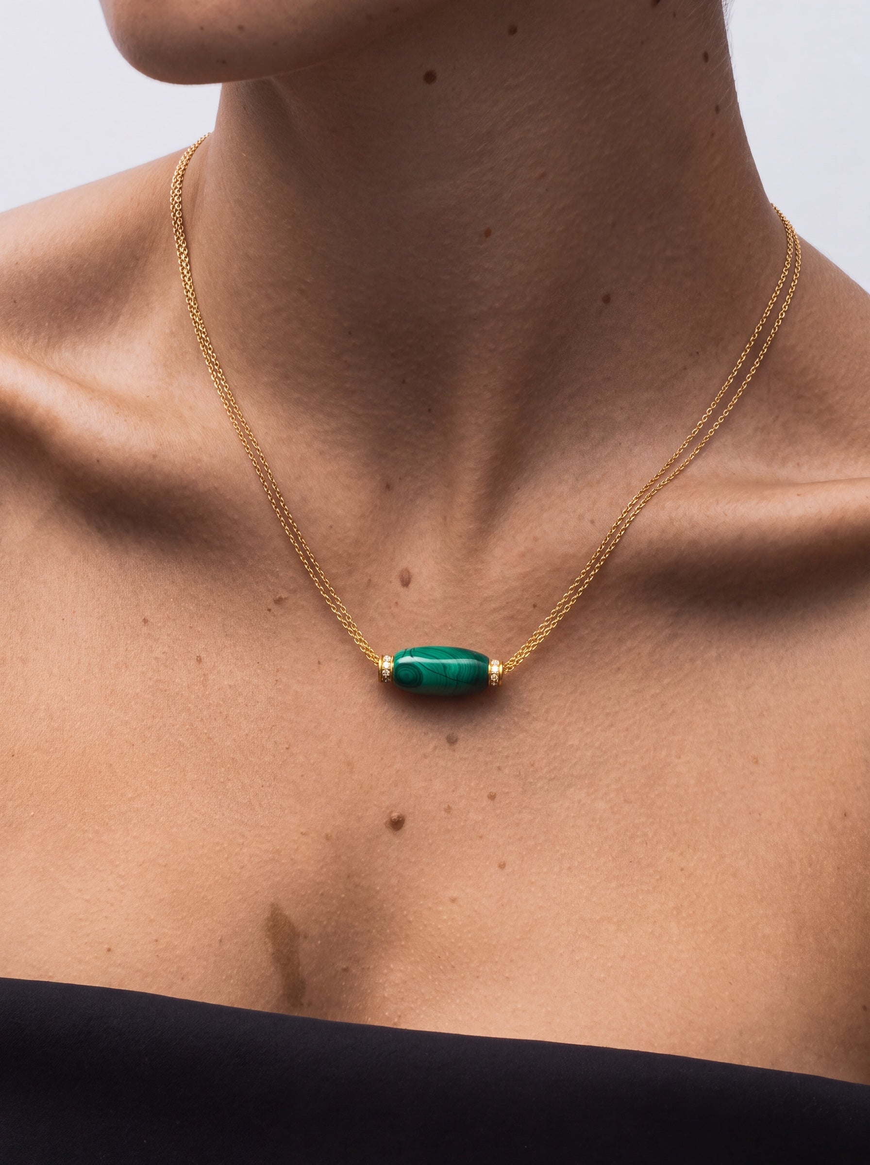 Malachite Barrel Necklace