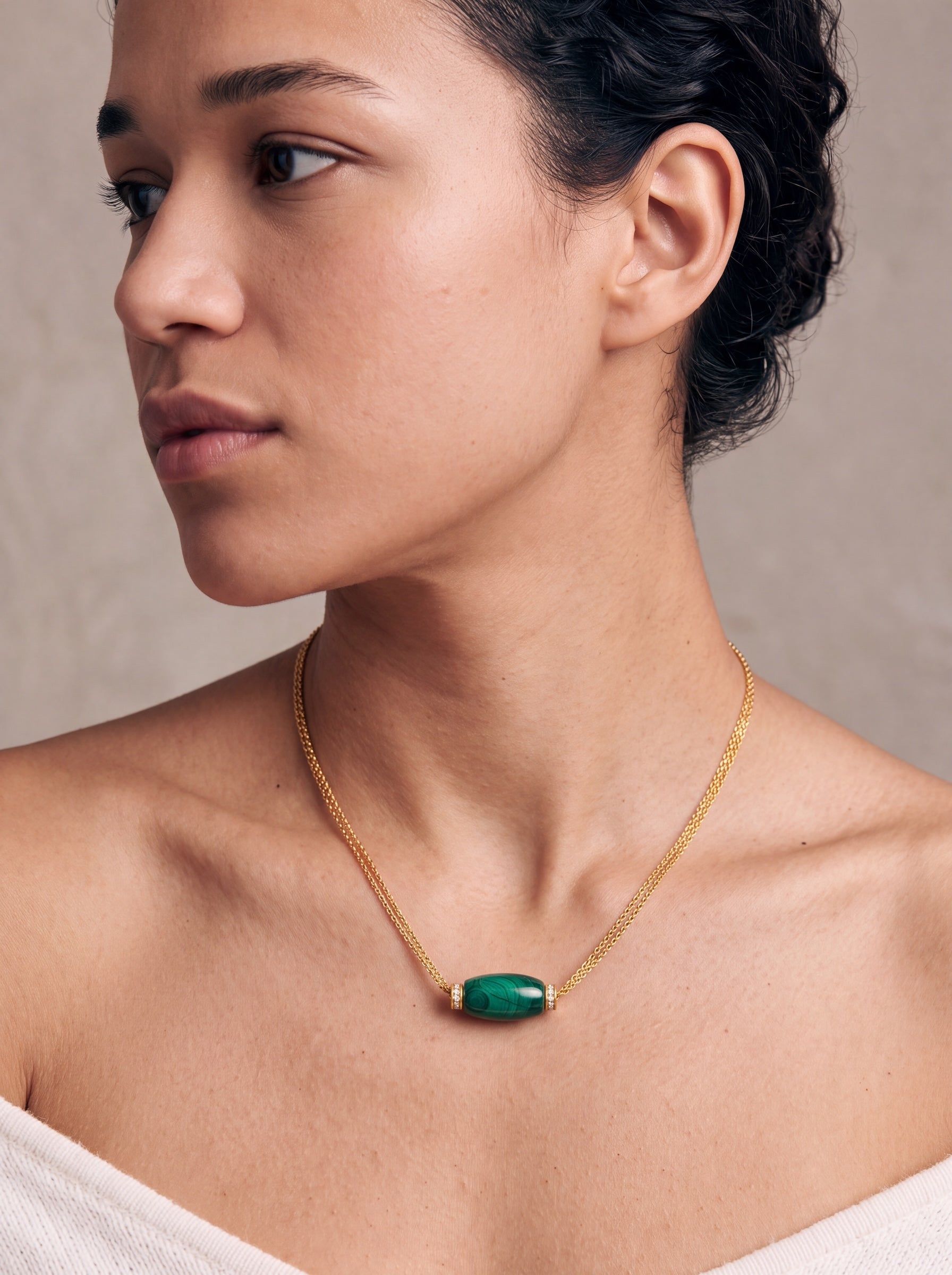Malachite Barrel Necklace