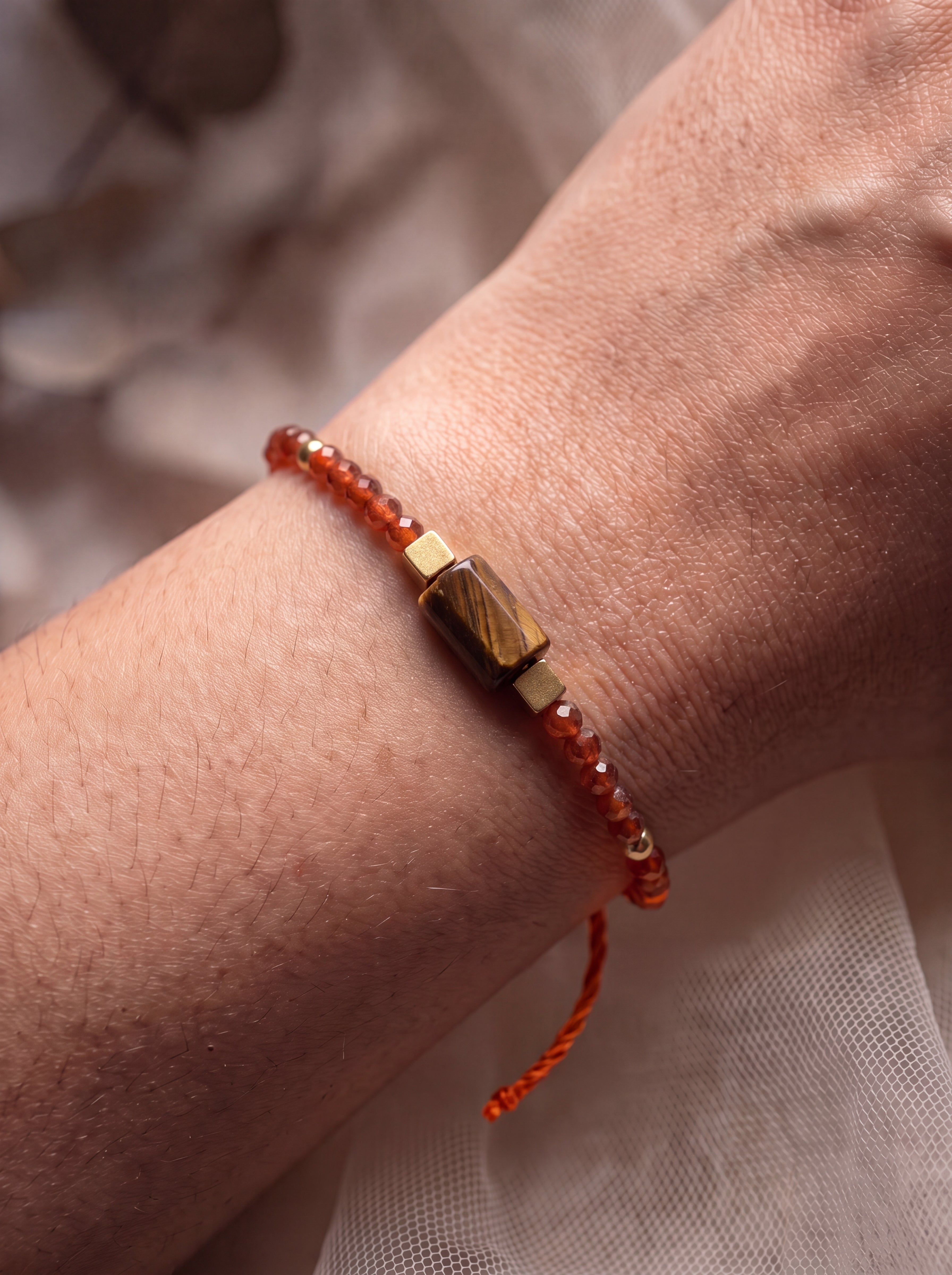 Tiger Eye & Red Onyx Crystal Rakhi